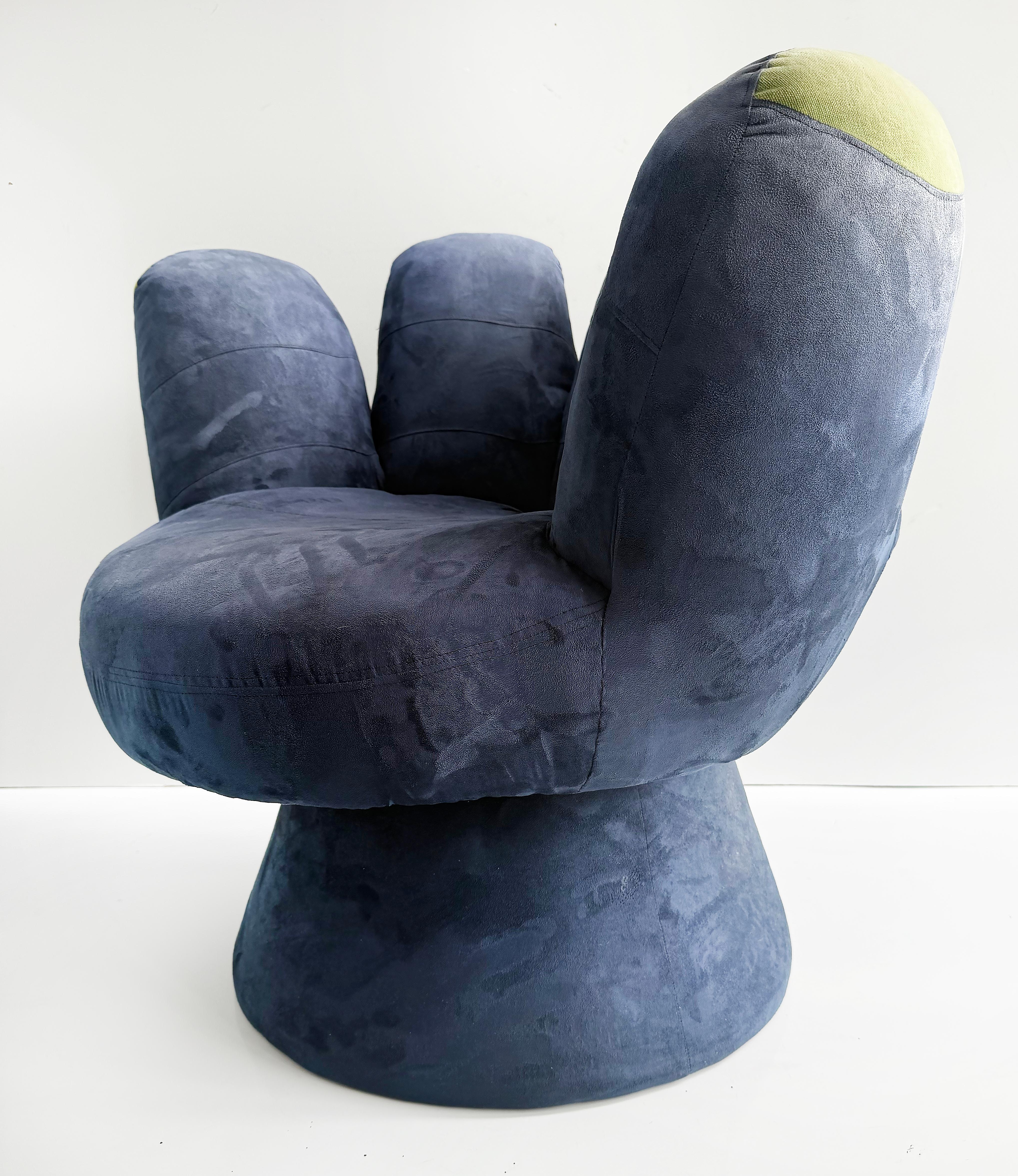Original Blue Vintage Ballpark Upholstered Hand Lounge Chair For Sale 2