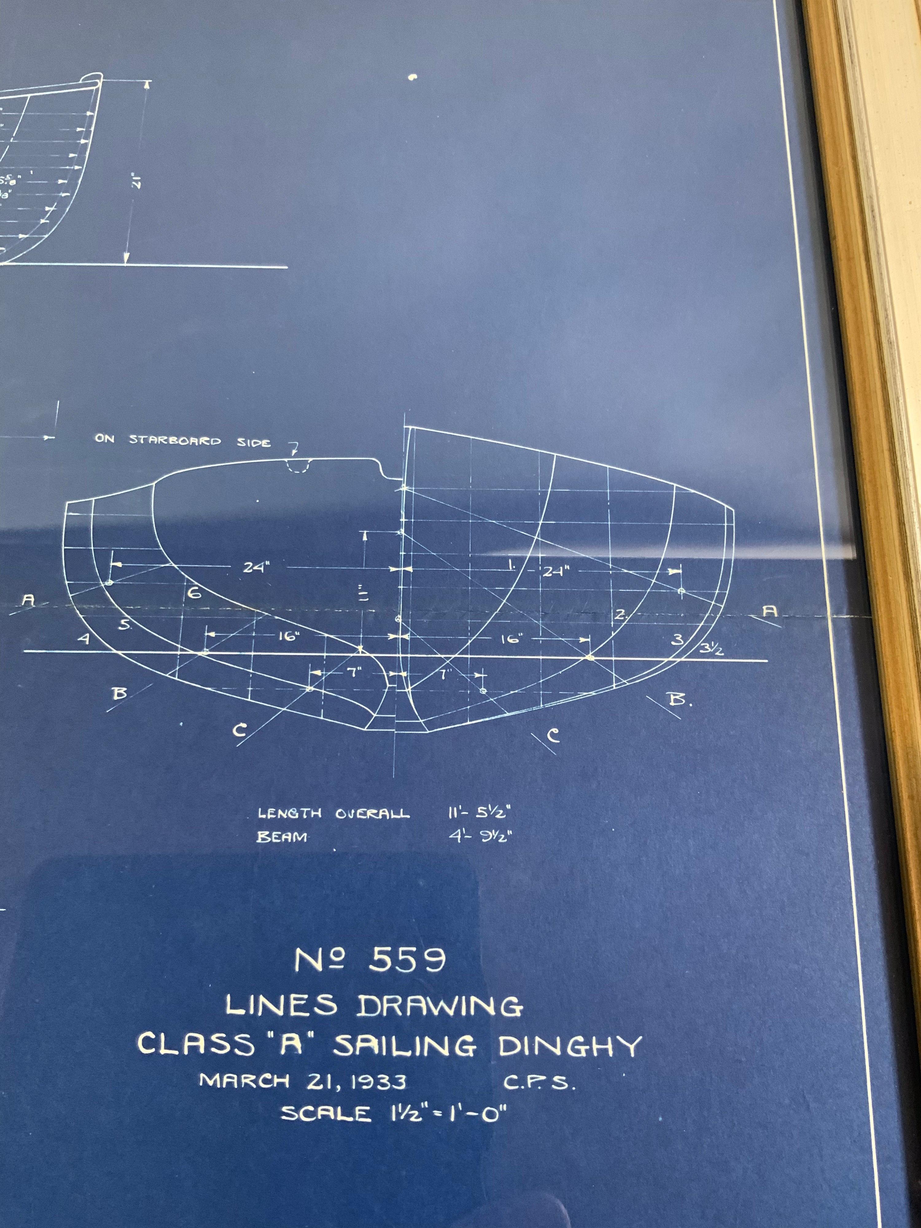 Blueprint original de la Dingy Burp pour le bateau à voile par John Alden Excellent état - En vente à Norwell, MA