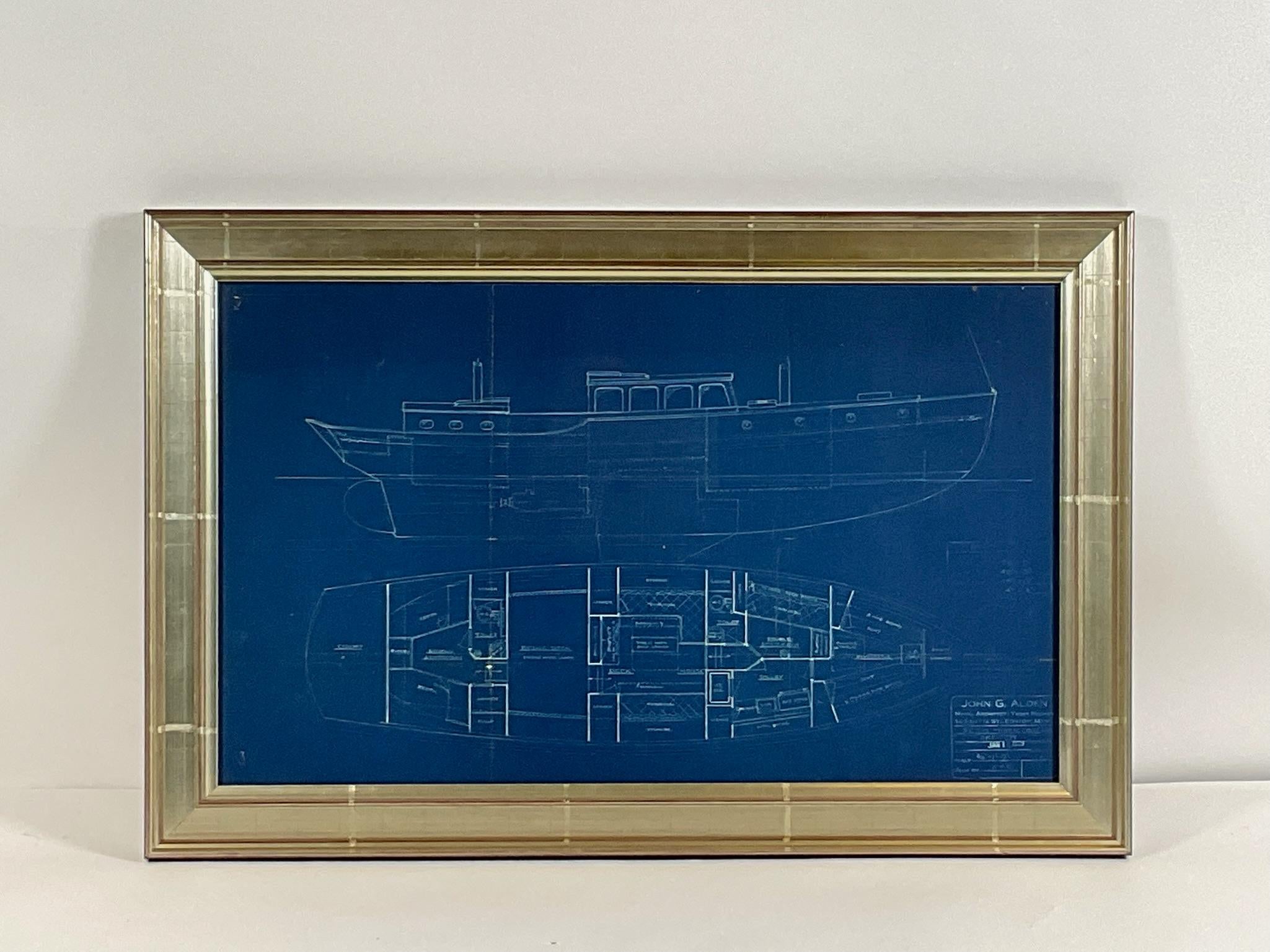 Nord-américain Blueprint original d'un yacht de cinquante-trois pieds en vente
