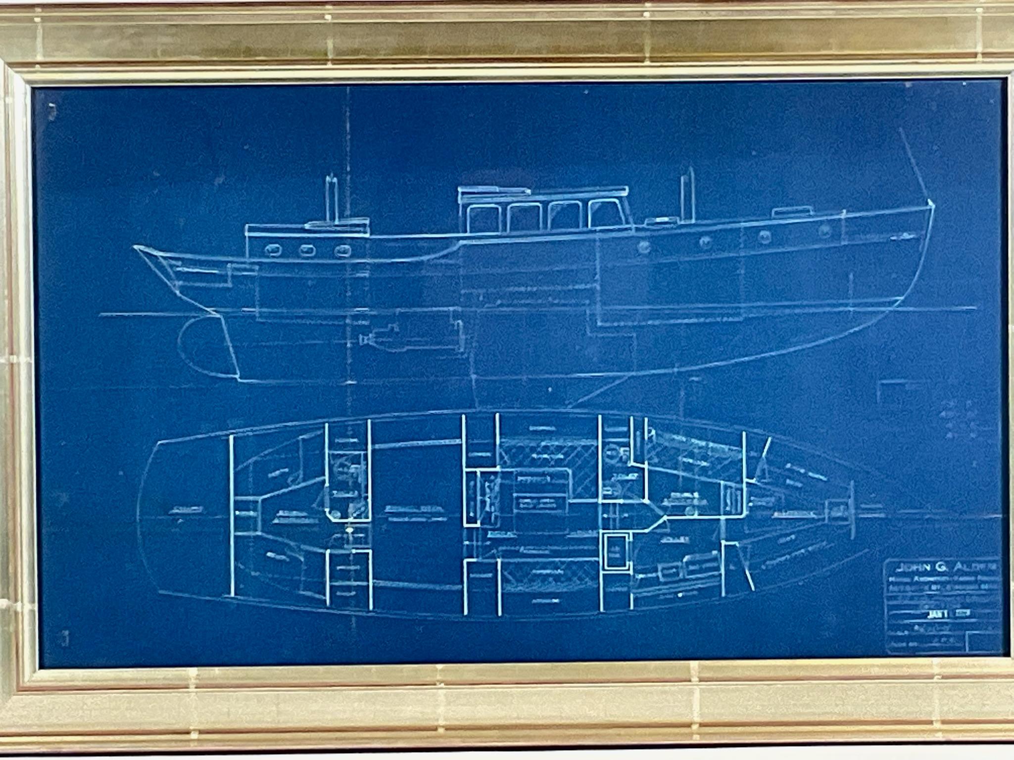 Original Blueprint of a Fifty Three Foot Yacht In Good Condition For Sale In Norwell, MA