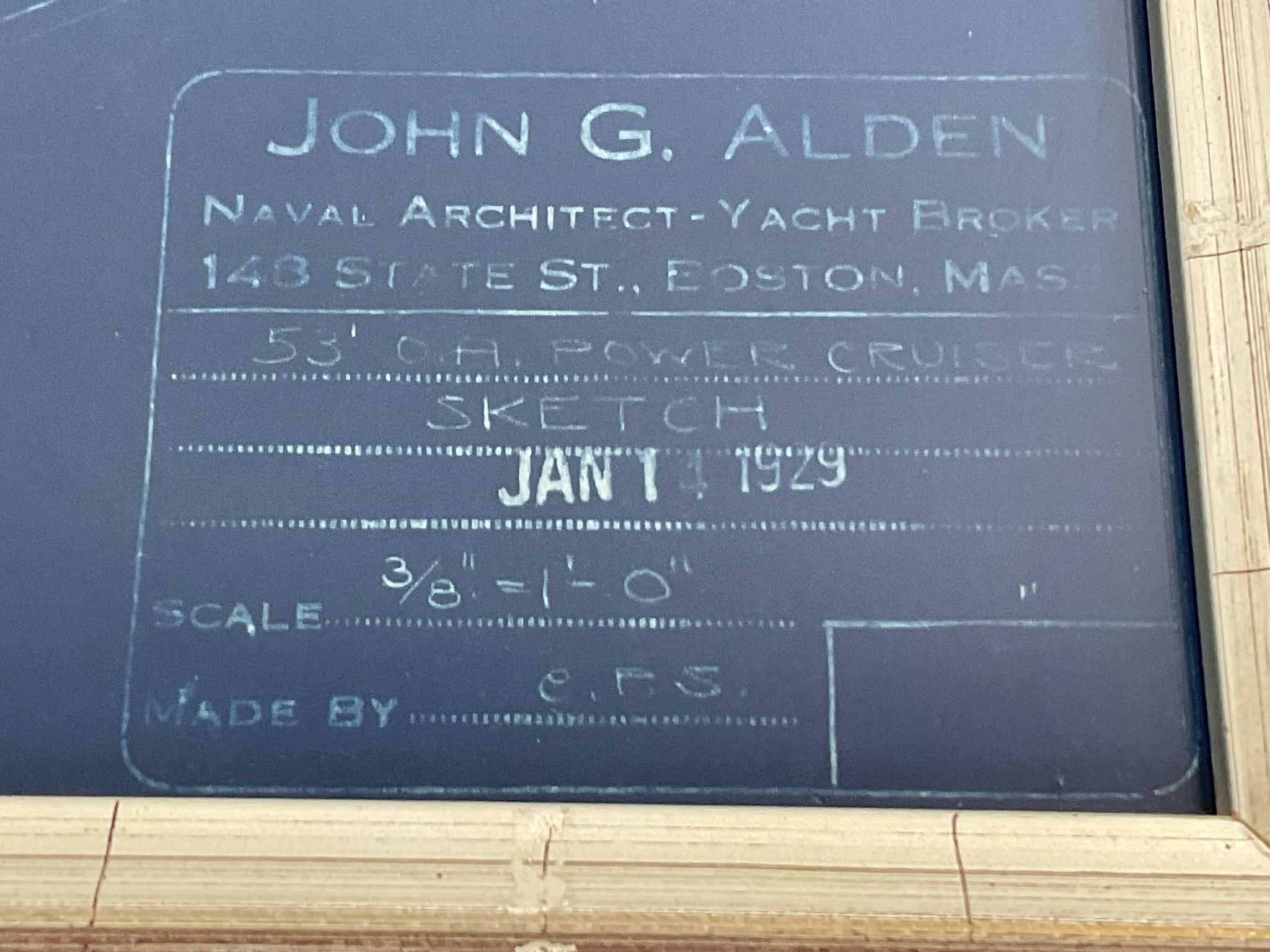 Début du 20ème siècle Blueprint original d'un yacht de cinquante-trois pieds en vente