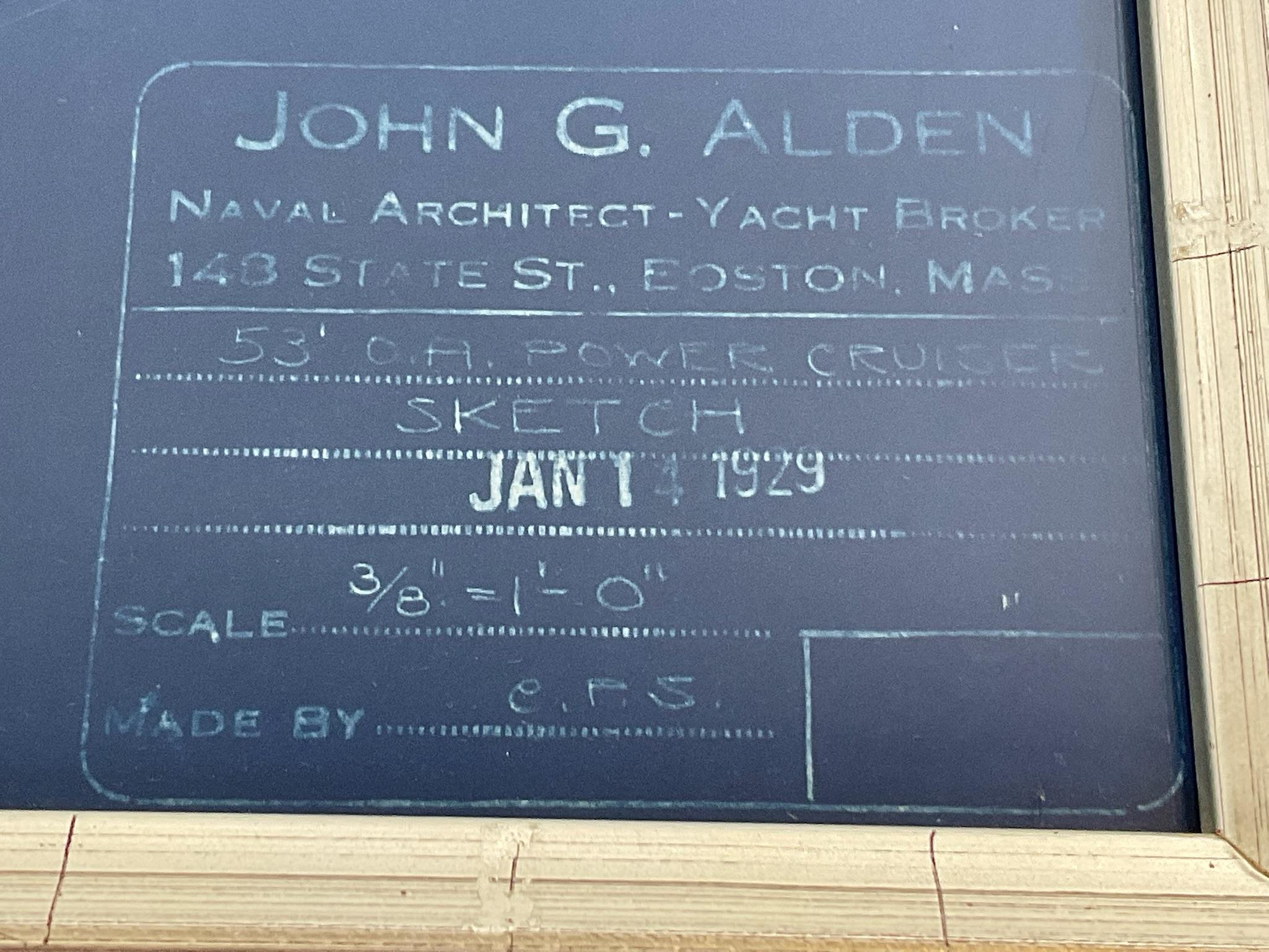 Paper Original Blueprint of a Fifty Three Foot Yacht For Sale