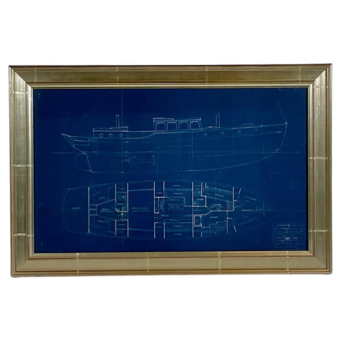 Original Blueprint einer Dreiundfünfzig-Fuß-Yacht