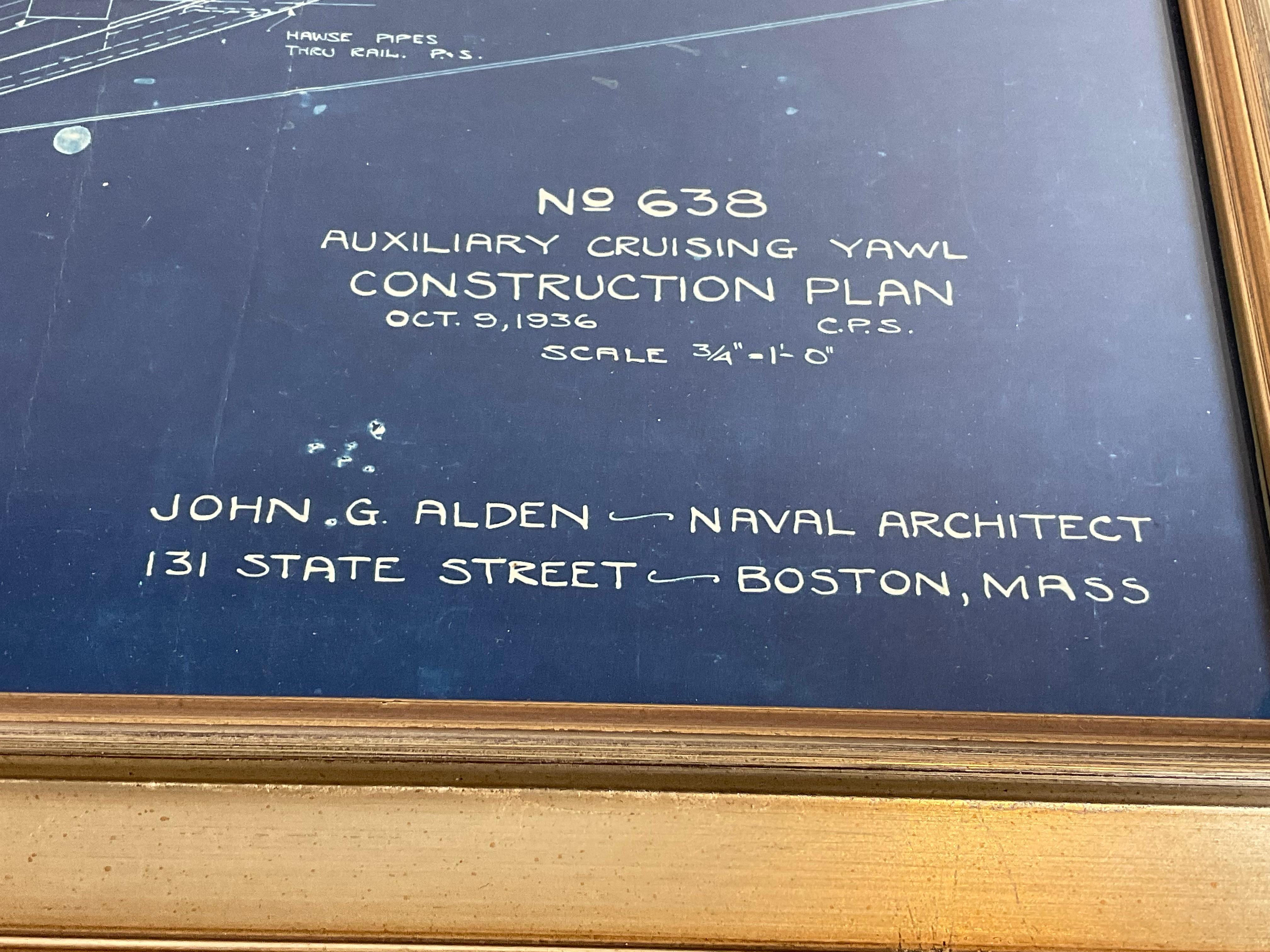 Original Blueprint of the Herreshoff Yawl Evening Star In Good Condition For Sale In Norwell, MA