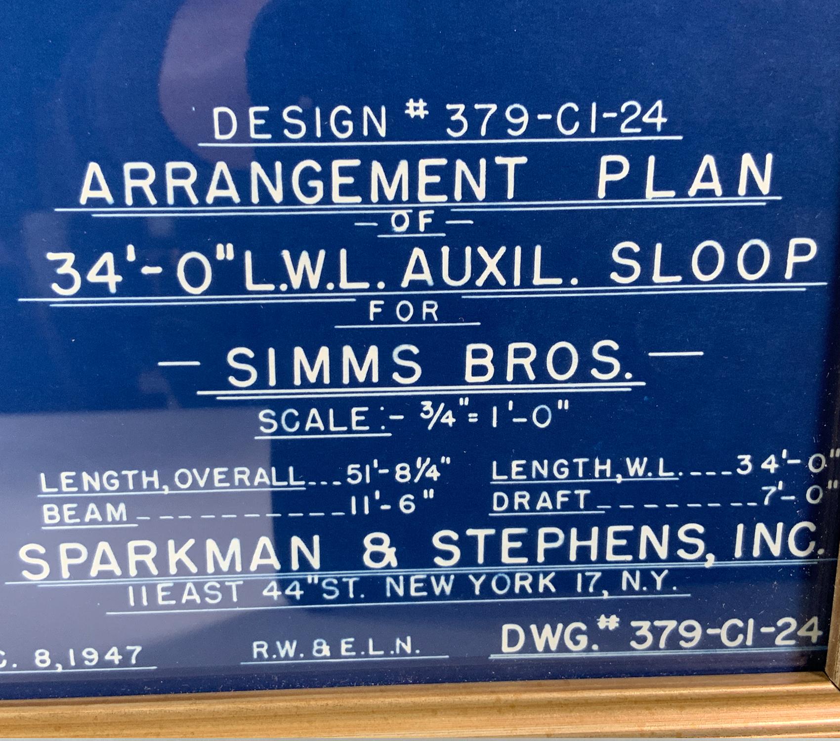 Original Blaudruck der Yacht Venture III von Olin Stevens im Zustand „Gut“ im Angebot in Norwell, MA