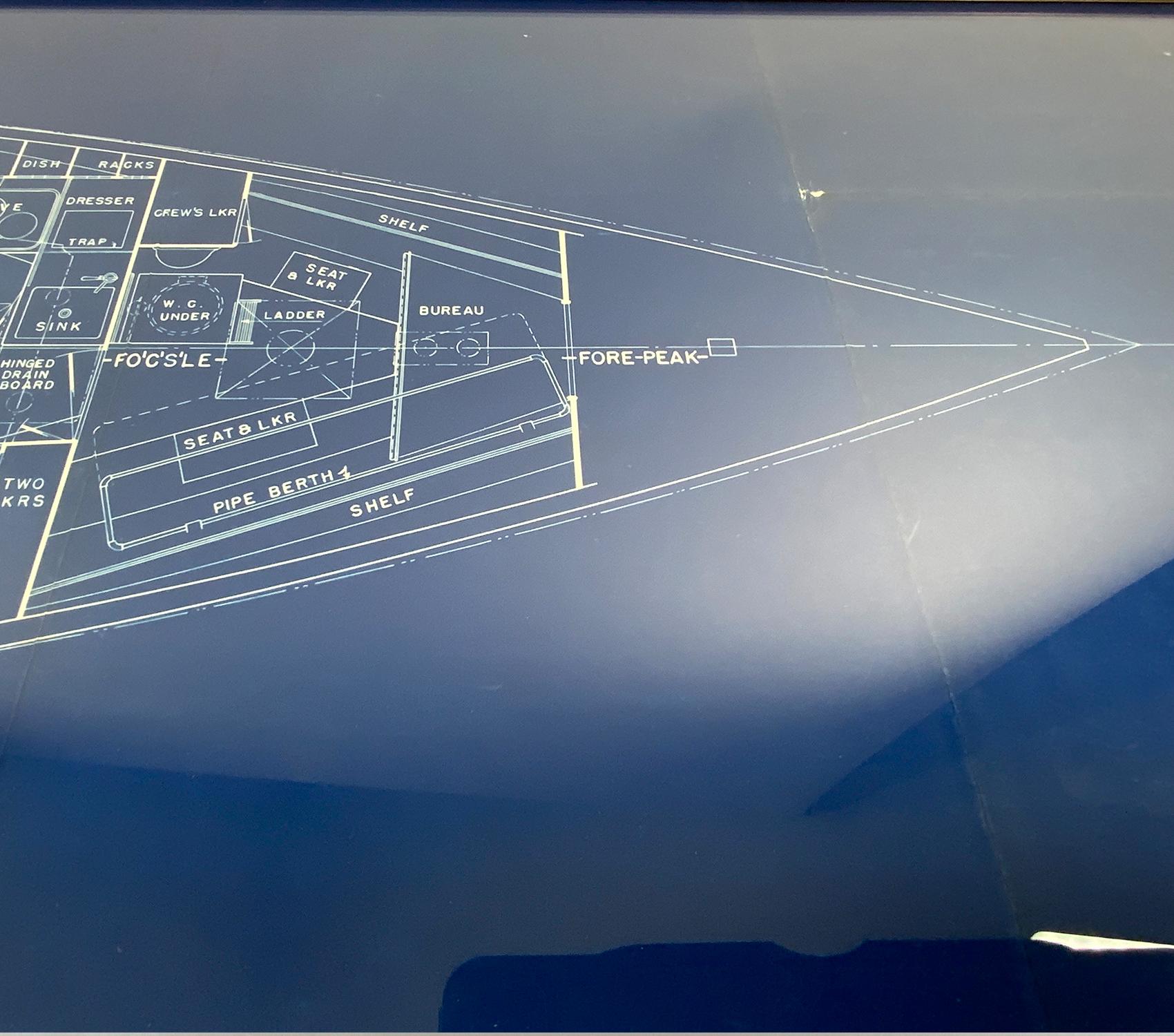 Mid-20th Century Original Blueprint Of Yacht Venture III By Olin Stevens For Sale