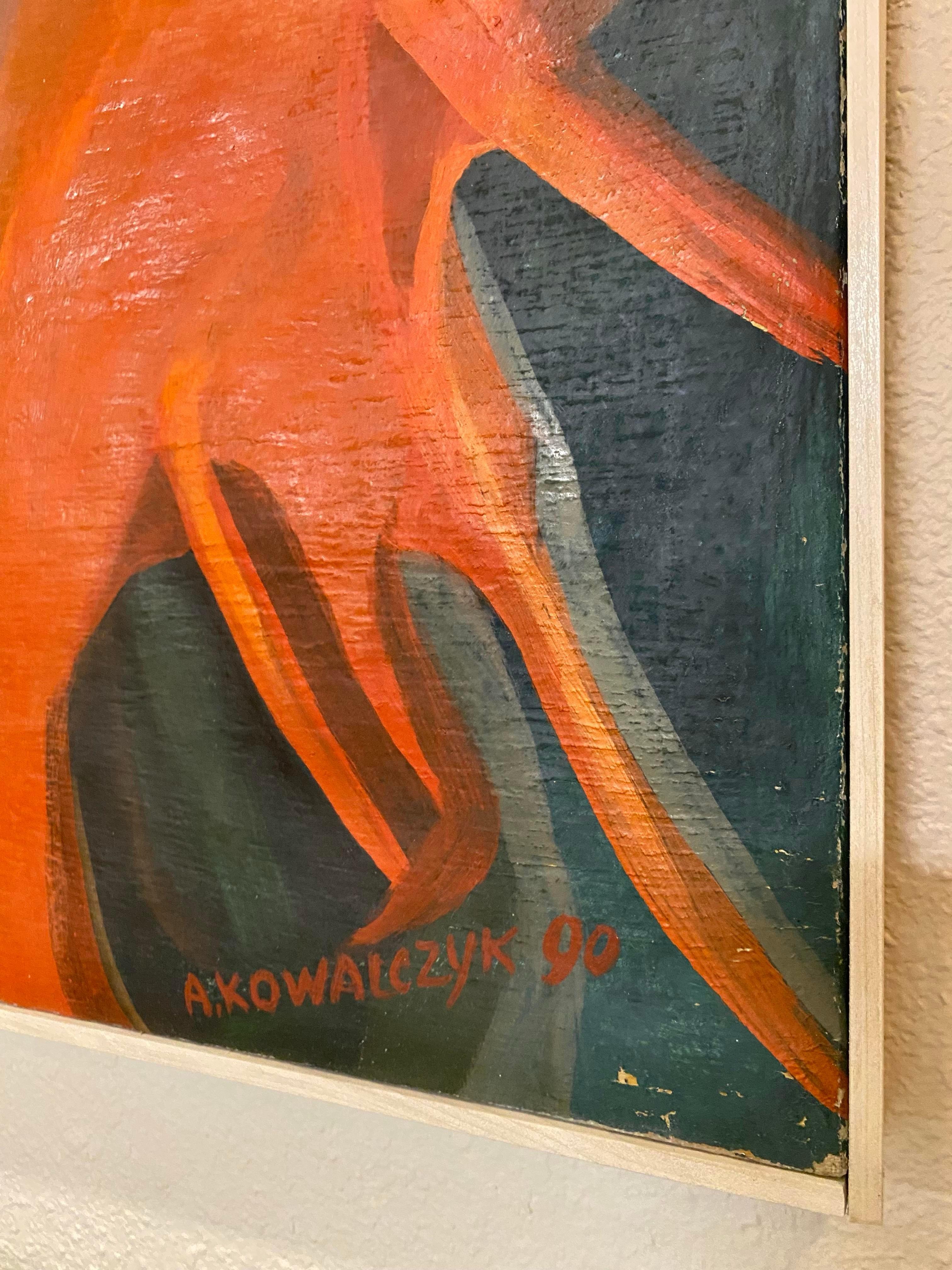 Original Bold Abstract Oil on Canvas by Andrzej Kowalczyk (Poland) For Sale 1