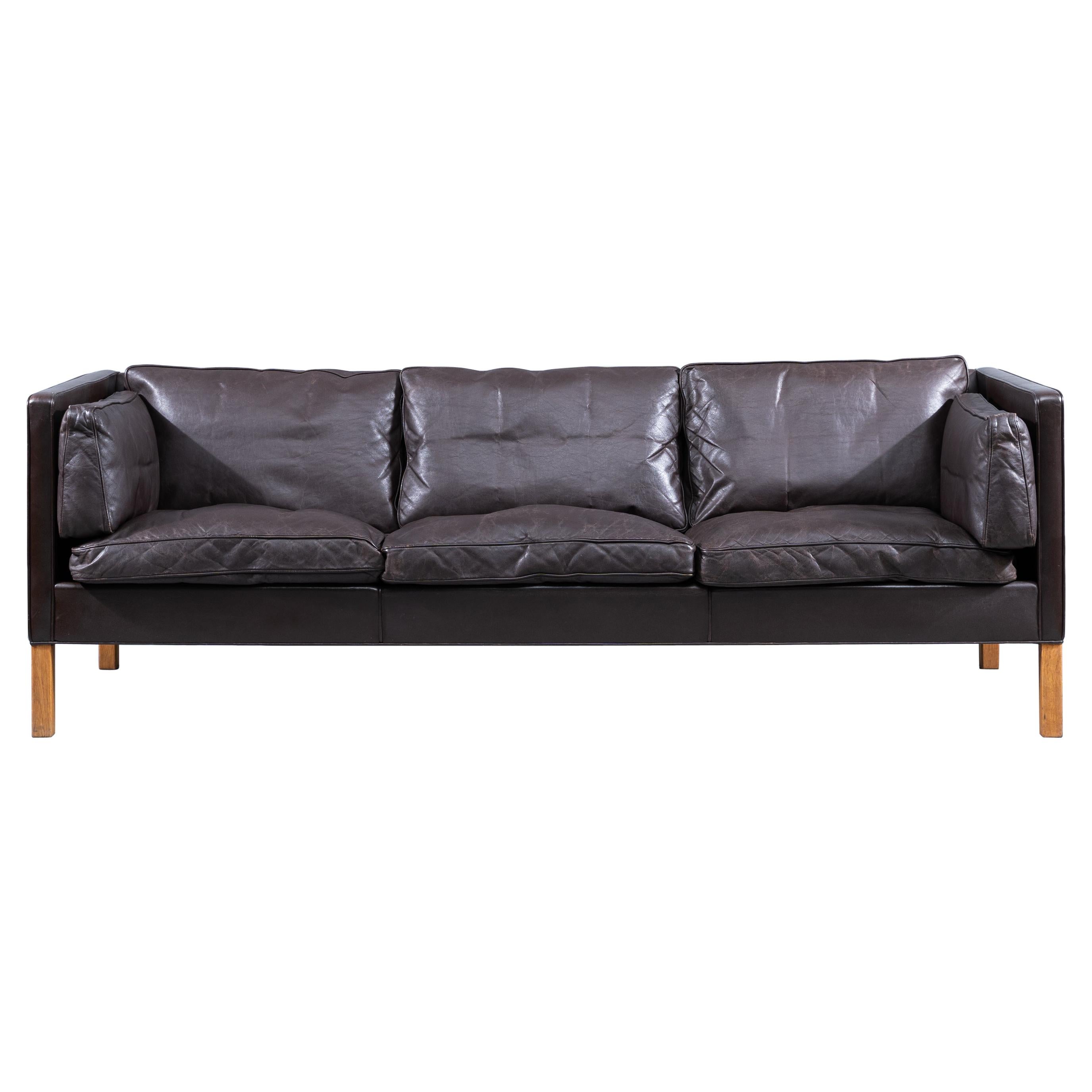 Original Borge Mogensen Leather Sofa Mod. 2443, Fredericia Furniture, Vintage