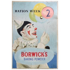 Original Borwicks Baking Powder Ration Advertising Board, circa 1940
