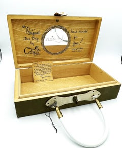 Original Box Bag by Collins of Texas made of mahagony  hand-decorated, 1966 USA