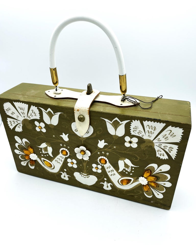 Original Box Bag by Collins of Texas made of mahagony hand decorated 1966 USA For Sale at 1stDibs collins of texas box bag the original box bag by collins of texas