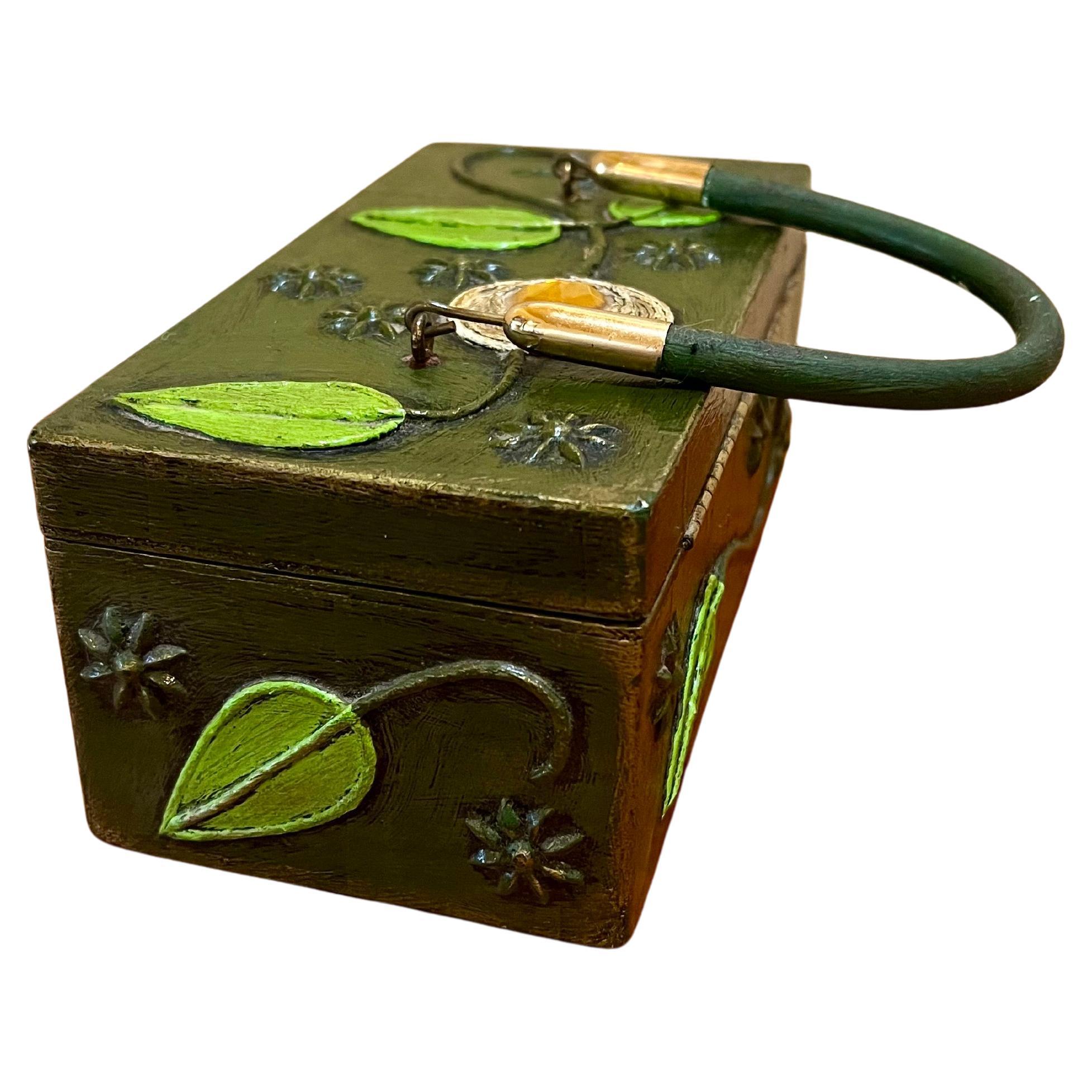 Bohème Original Box Purse by Enid Collins hand-decorated Painted & Signed 1970's USA en vente