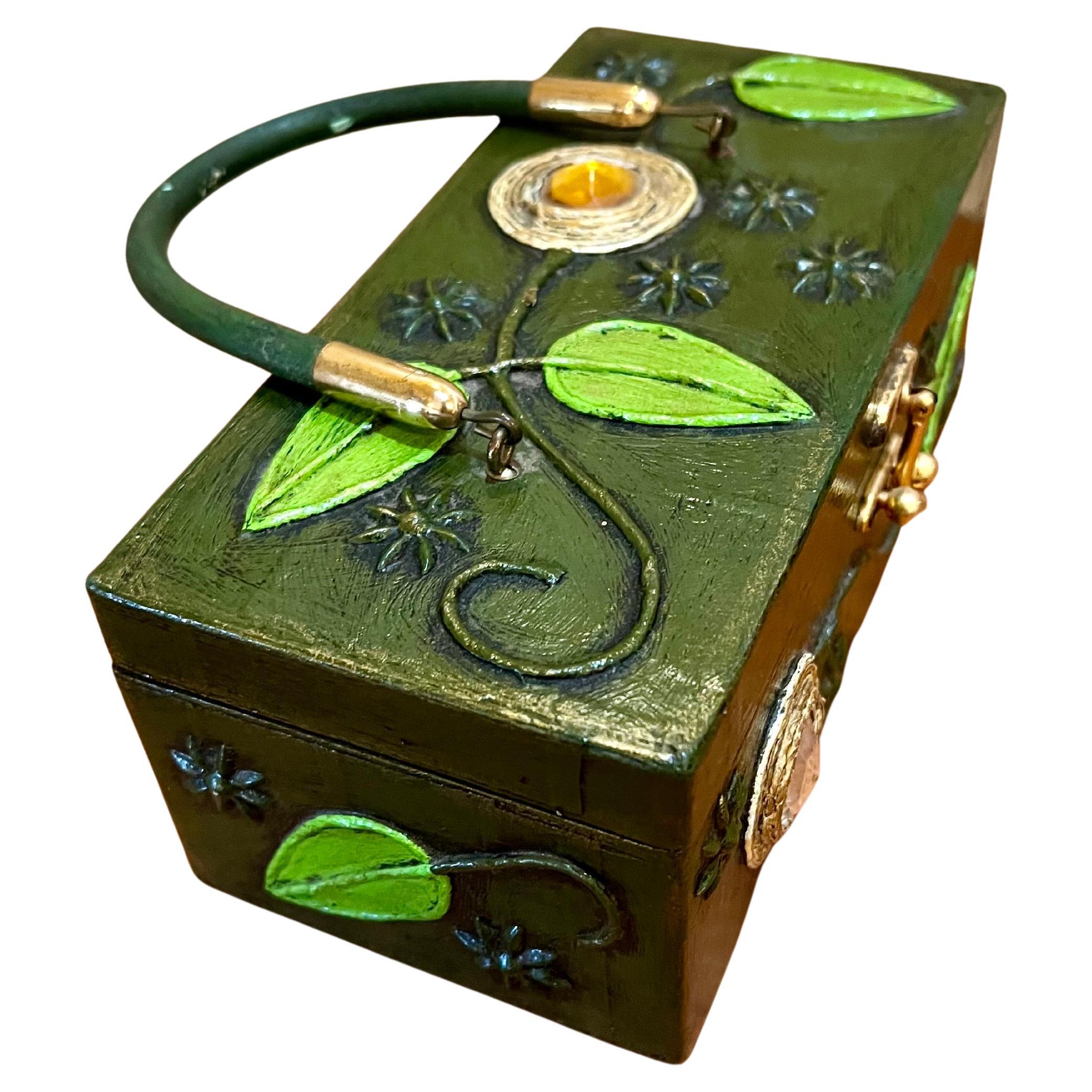 20ième siècle Original Box Purse by Enid Collins hand-decorated Painted & Signed 1970's USA en vente