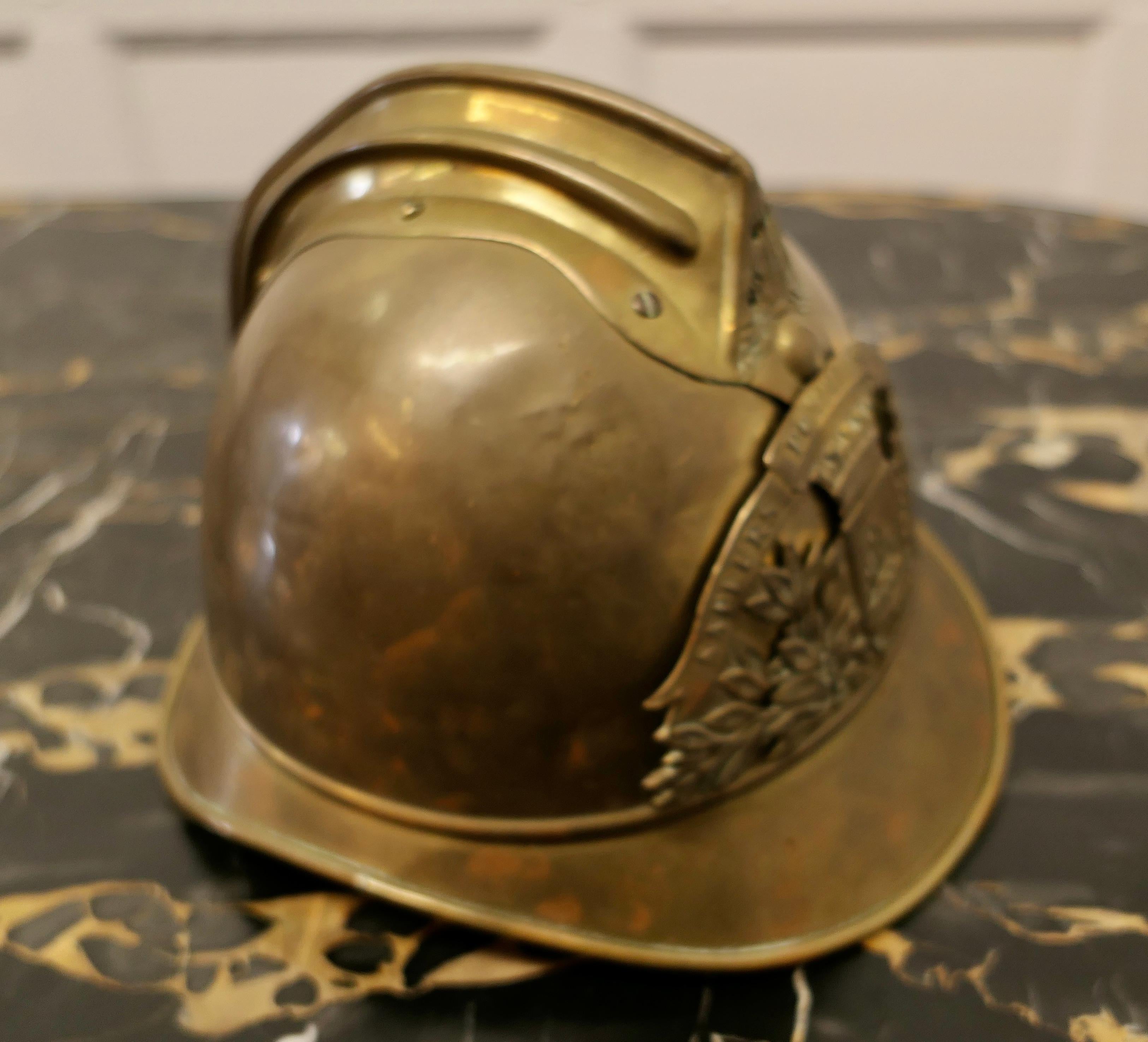 French Provincial Original Brass French Sapeurs Pompiers D’ Autun Fireman’s Helmet
