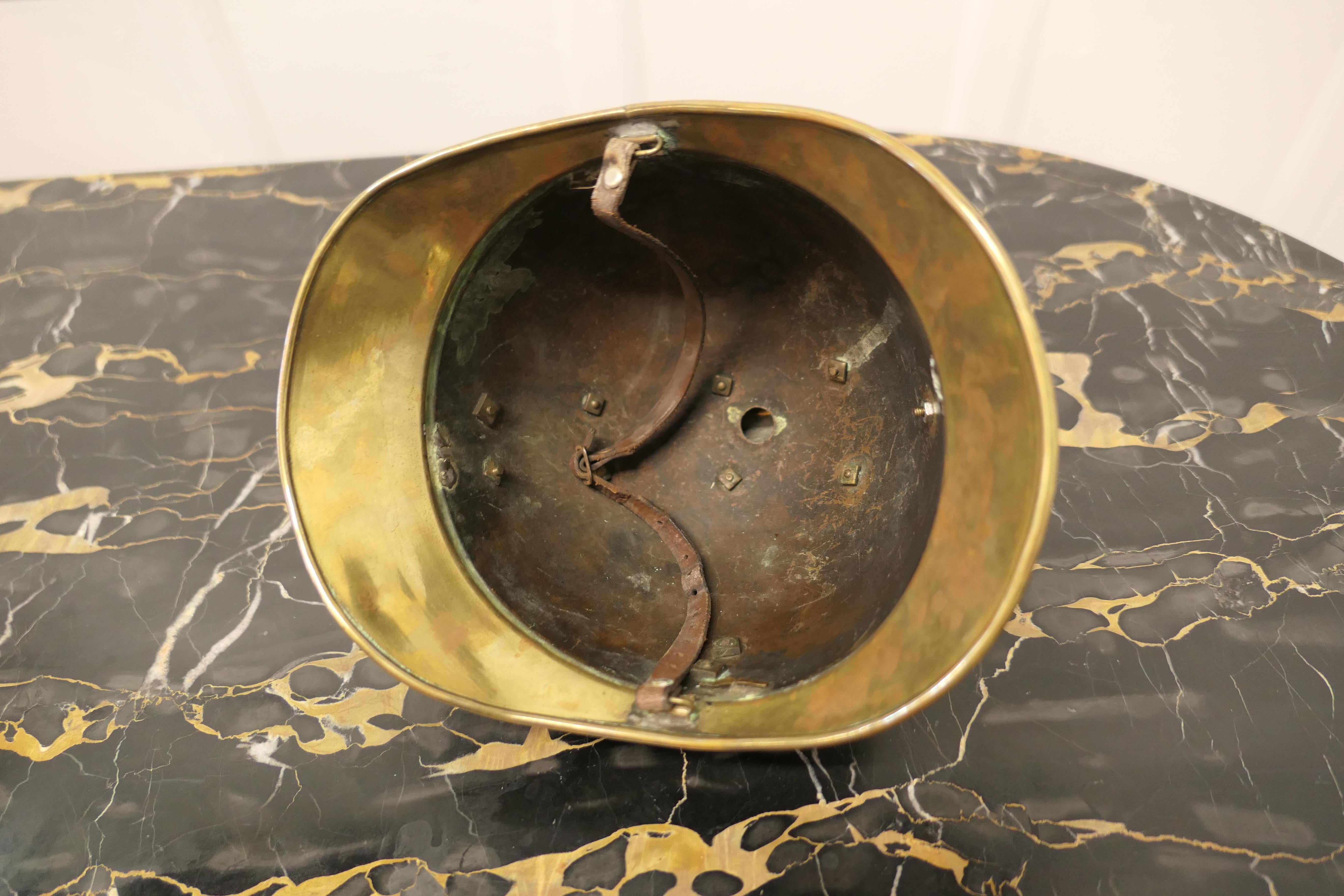 Original Brass French Sapeurs Pompiers D’ Autun Fireman’s Helmet In Good Condition In Chillerton, Isle of Wight