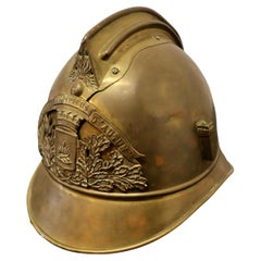 Antique Original Brass French Sapeurs Pompiers D’ Autun Fireman’s Helmet