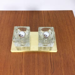 Original Brass Modernist Peill & Putzler 1970s Ice Cubes Glass Wall Sconce
