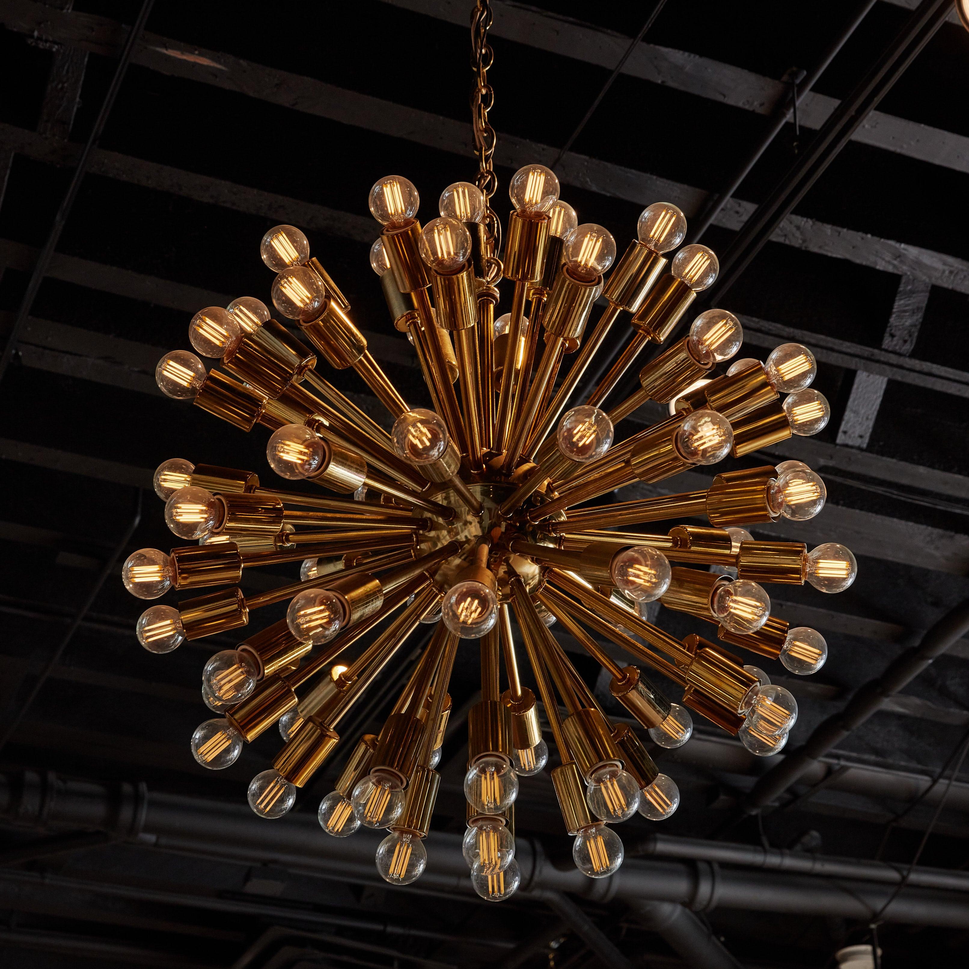 Modern Original Brass Sputnik Chandelier, USA 1960s For Sale