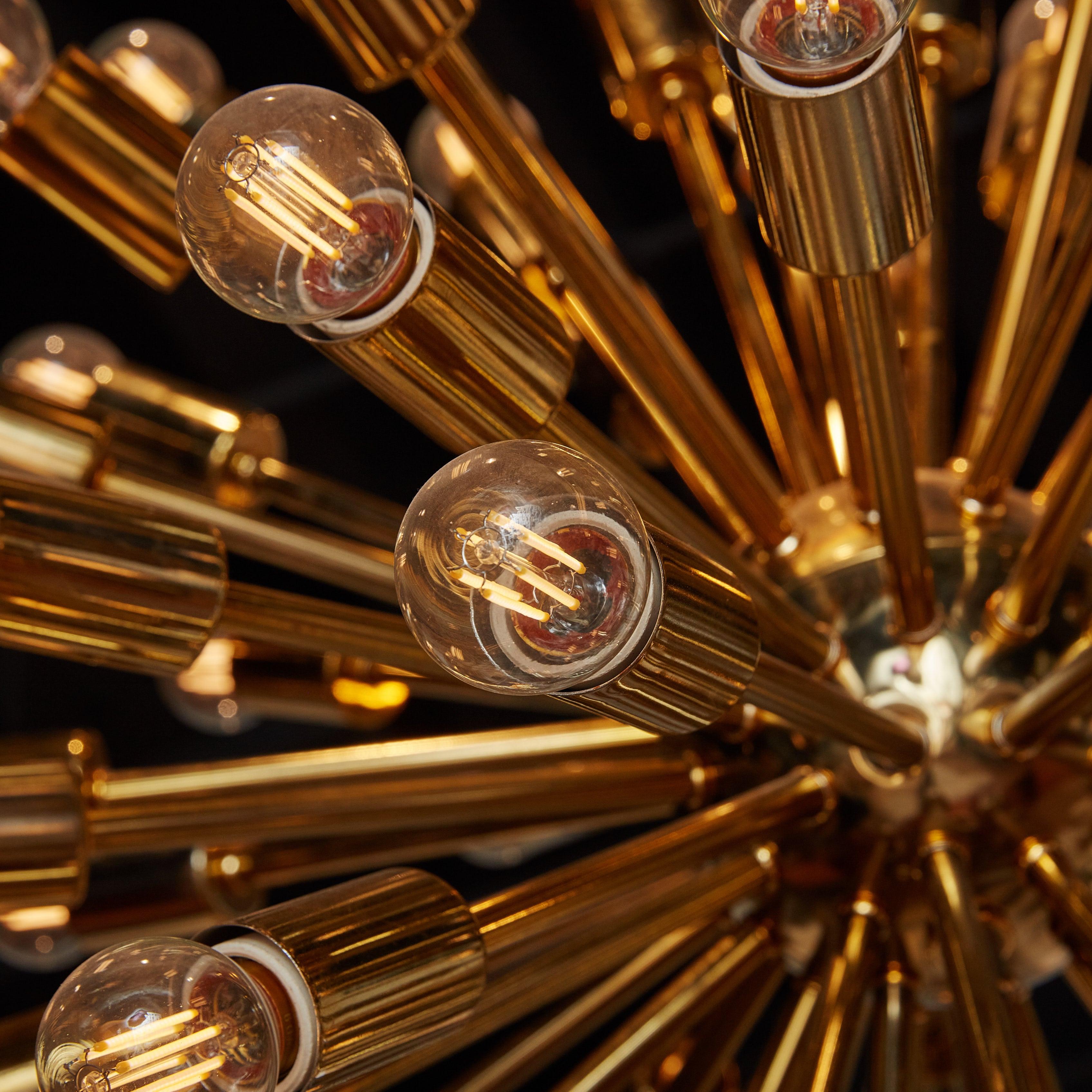 American Original Brass Sputnik Chandelier, USA 1960s For Sale