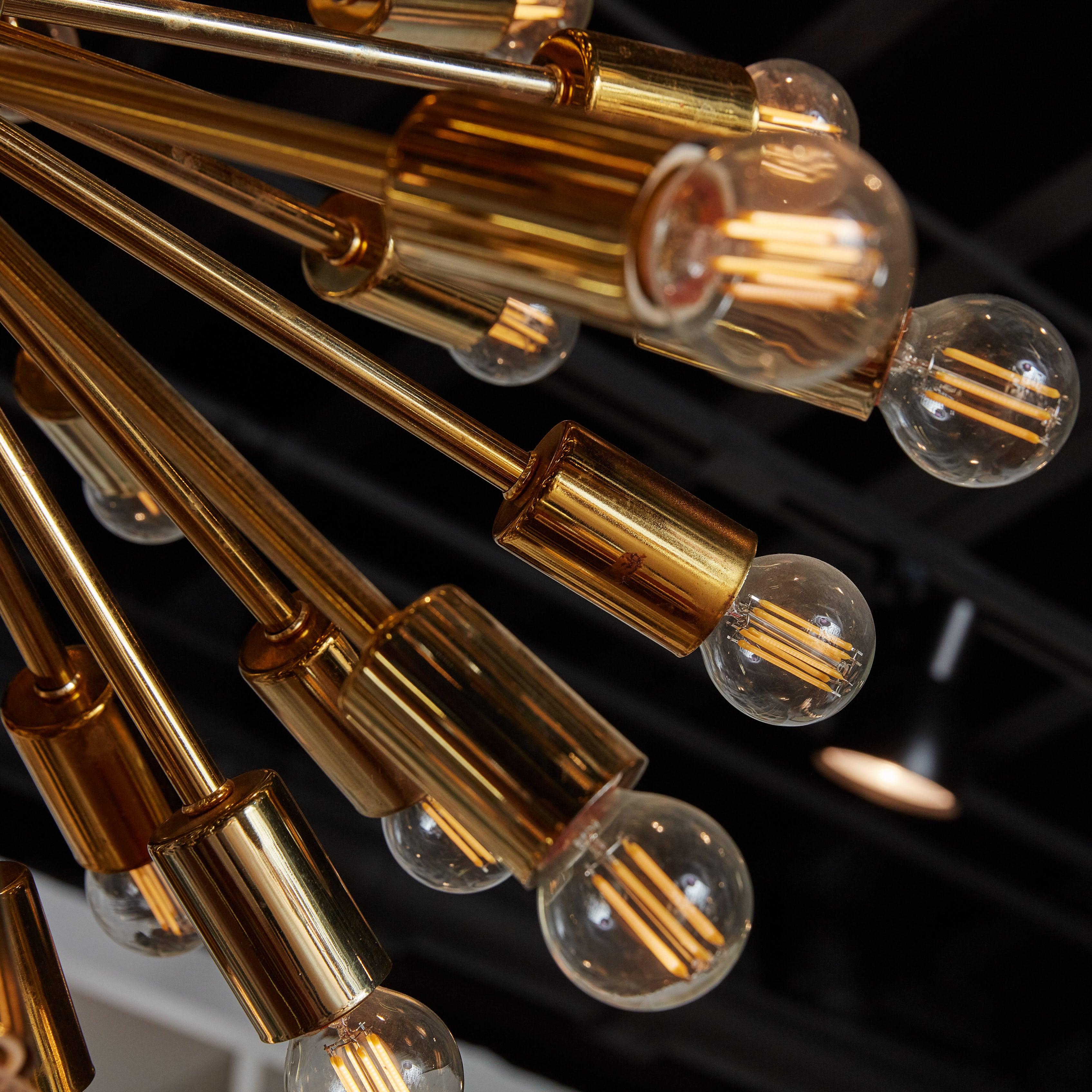 Original Brass Sputnik Chandelier, USA 1960s For Sale 3