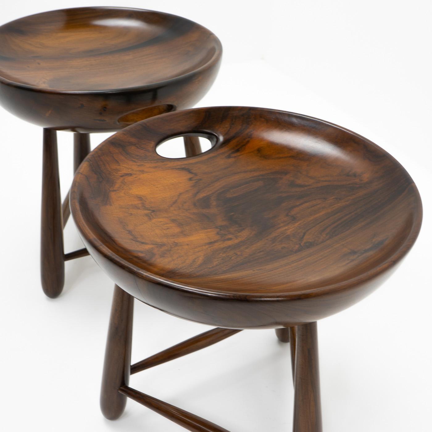 Hardwood Original Brazilian Design Mocho Stools by Sergio Rodrigues for OCA, 1950s