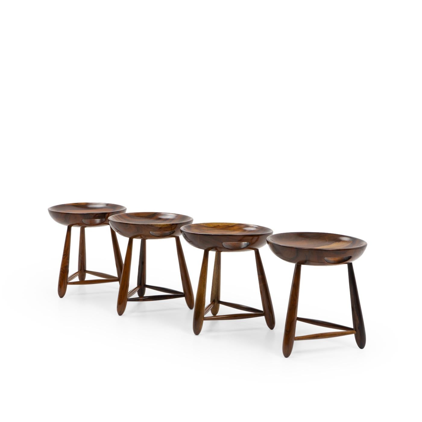 Sergio Rodrigues set the standard for Modern furniture in Brazil during the 1950s. His works have become a reference for Brazilian design, which often use indigenous hardwood species.

One of his most iconic designs is the Mocho stool:

Our version