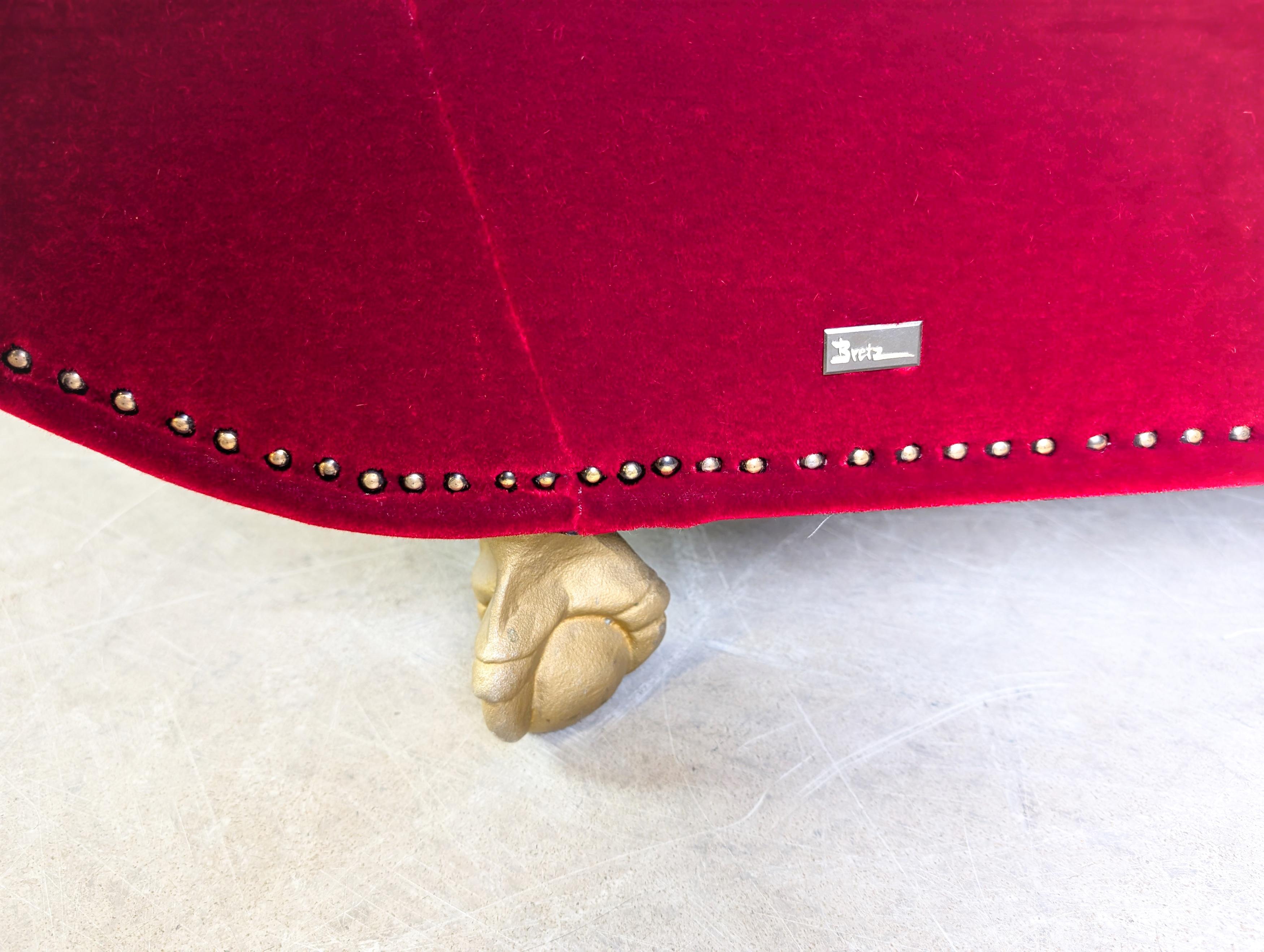 Original Bretz Gaudi Sofa Design Couch Recamiere rot samt For Sale 2