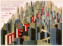 Cartel original británico Quad Metrópolis Reconstruida Restaurada Fritz Lang
