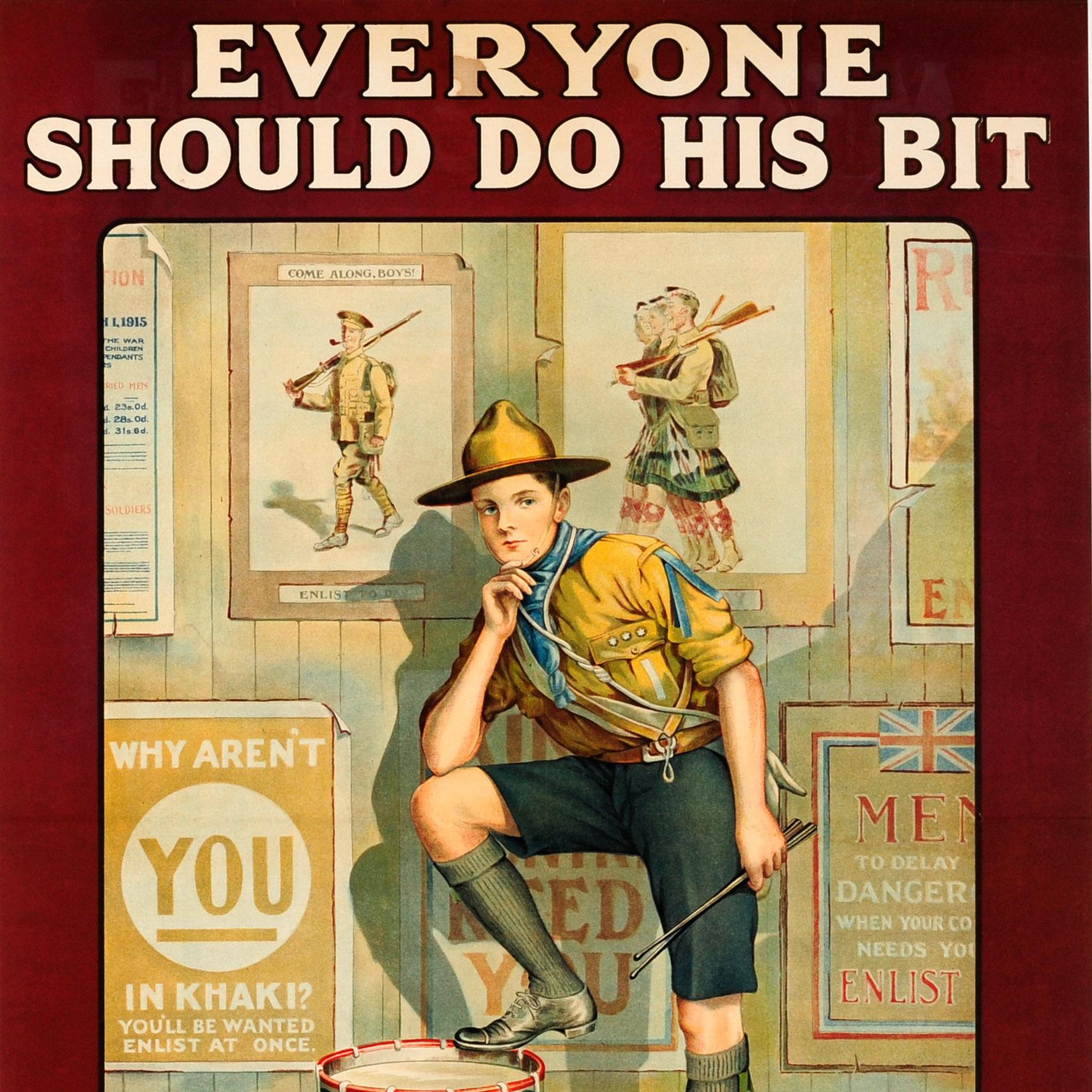 Britannique Affiche de recrutement britannique originale de la Première Guerre mondiale - Tout le monde devrait faire sa part - Enrôlez-vous maintenant en vente