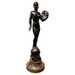 Scultura originale in bronzo Art Deco ceca per Skoda Automobiles
