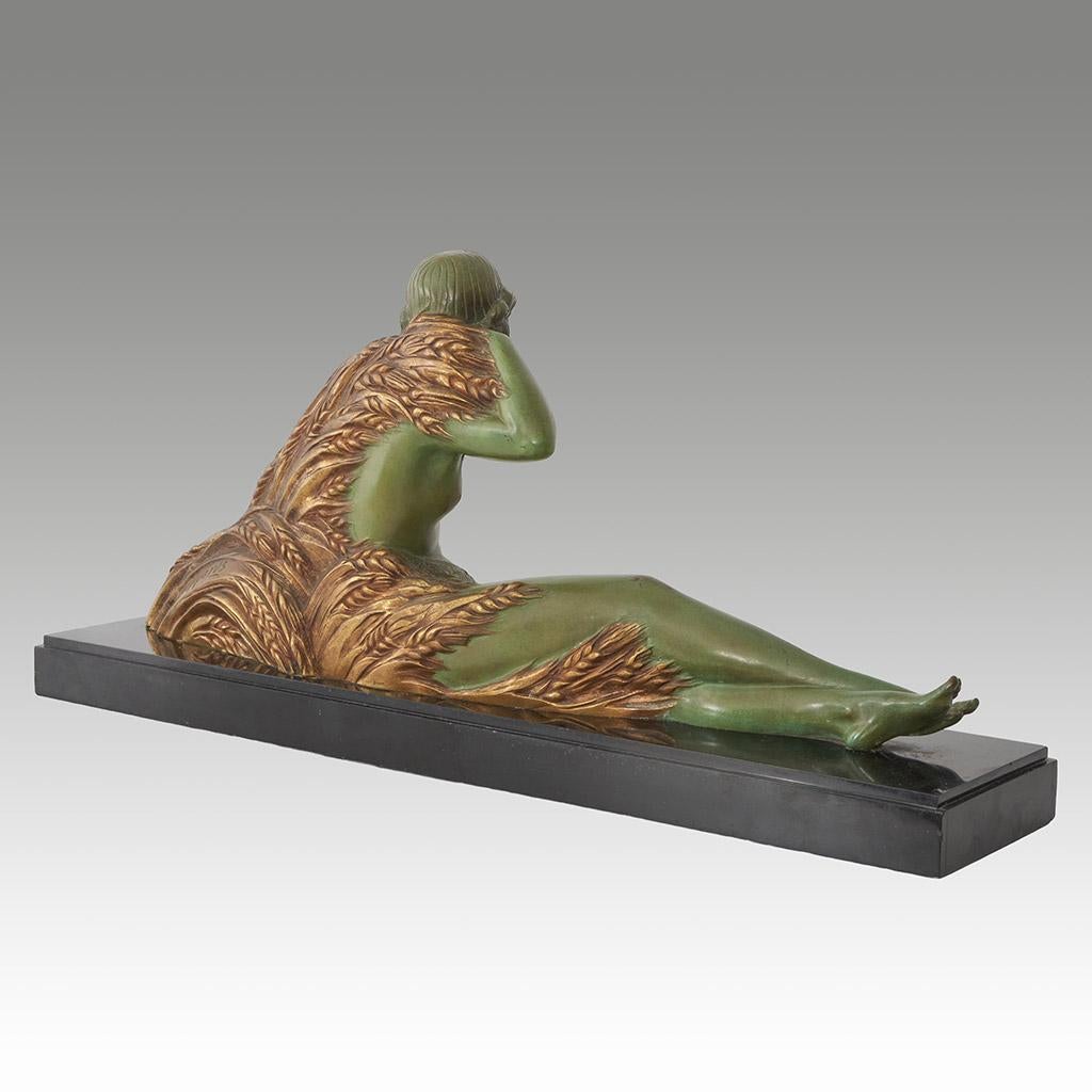 French Original Bronze Sculpture by Demetre Chiparus of a Reclining Nude  For Sale