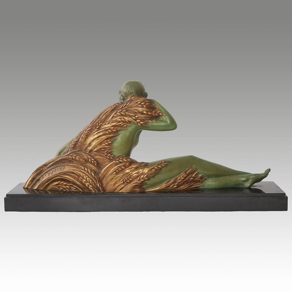 Original Bronze Sculpture by Demetre Chiparus of a Reclining Nude  In Good Condition For Sale In Forest Row, East Sussex