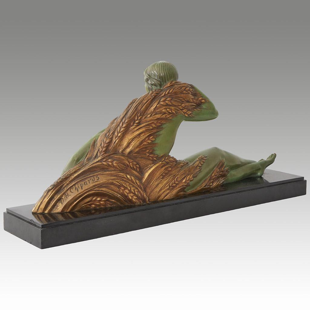 Early 20th Century Original Bronze Sculpture by Demetre Chiparus of a Reclining Nude  For Sale