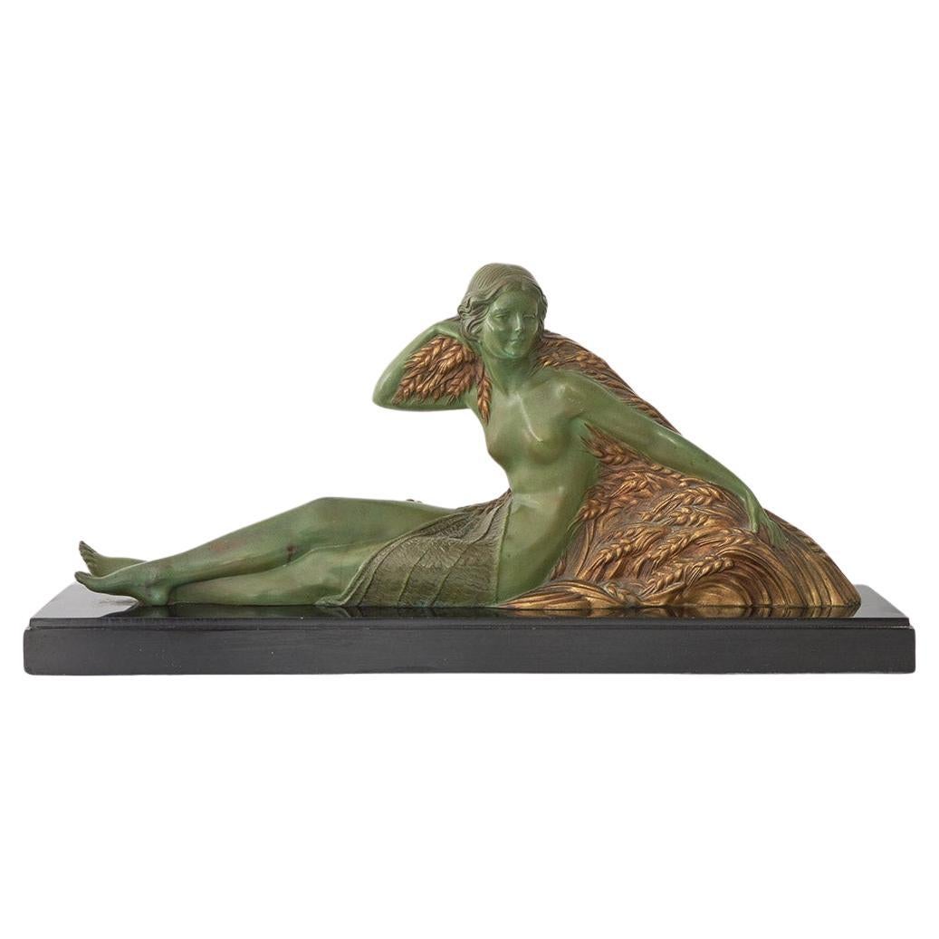 Original Bronze Sculpture by Demetre Chiparus of a Reclining Nude  For Sale