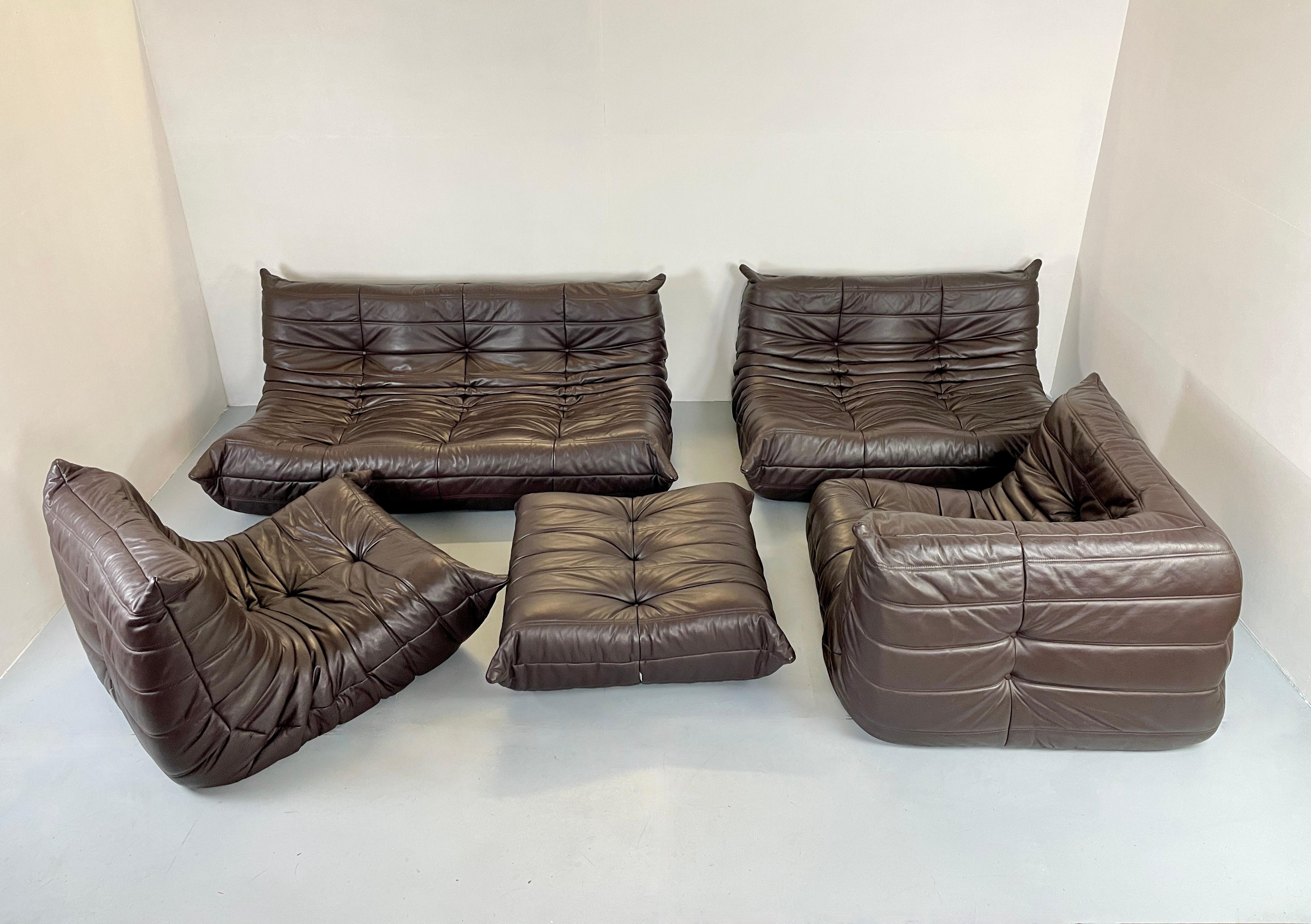 This iconic set offers an unique seating comfort. It is a design by Michel Ducaroy for Ligne Roset. 

This large modular set is can be configured into one large corner sofa or split for a multitude of seating arrangements. 

The color of the