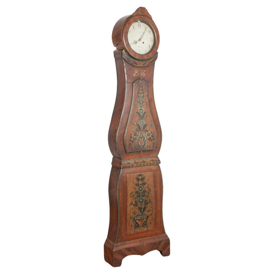 Antique Gray Painted Danish Grandfather Clock at 1stDibs | painted ...
