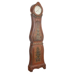 Horloge grand-père suédoise Mora Clocks originale peinte en Brown, datée de 1855