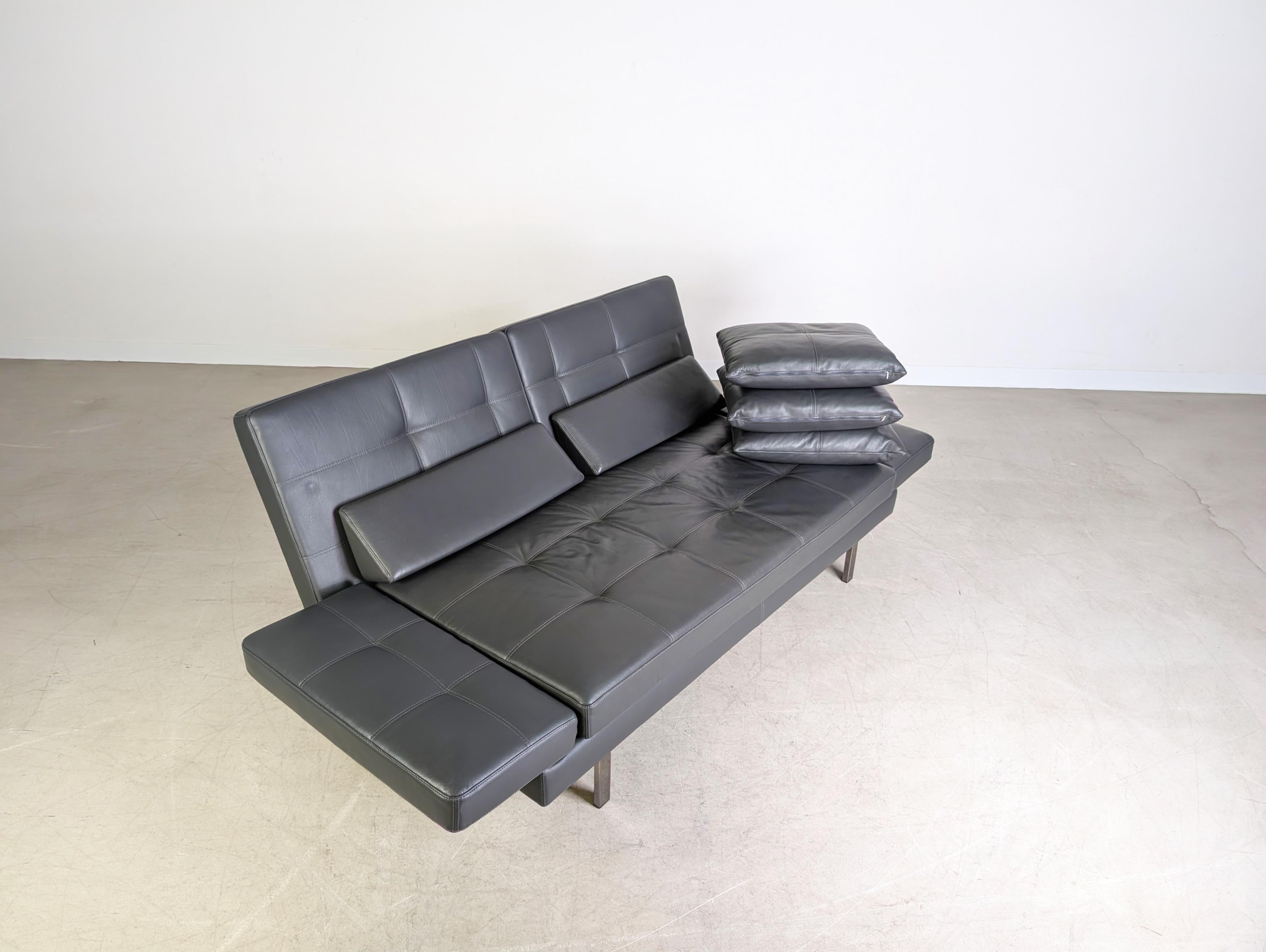 Original Brühl Amber Zweisitzer Sofa Couch Leder grau Design en vente 1