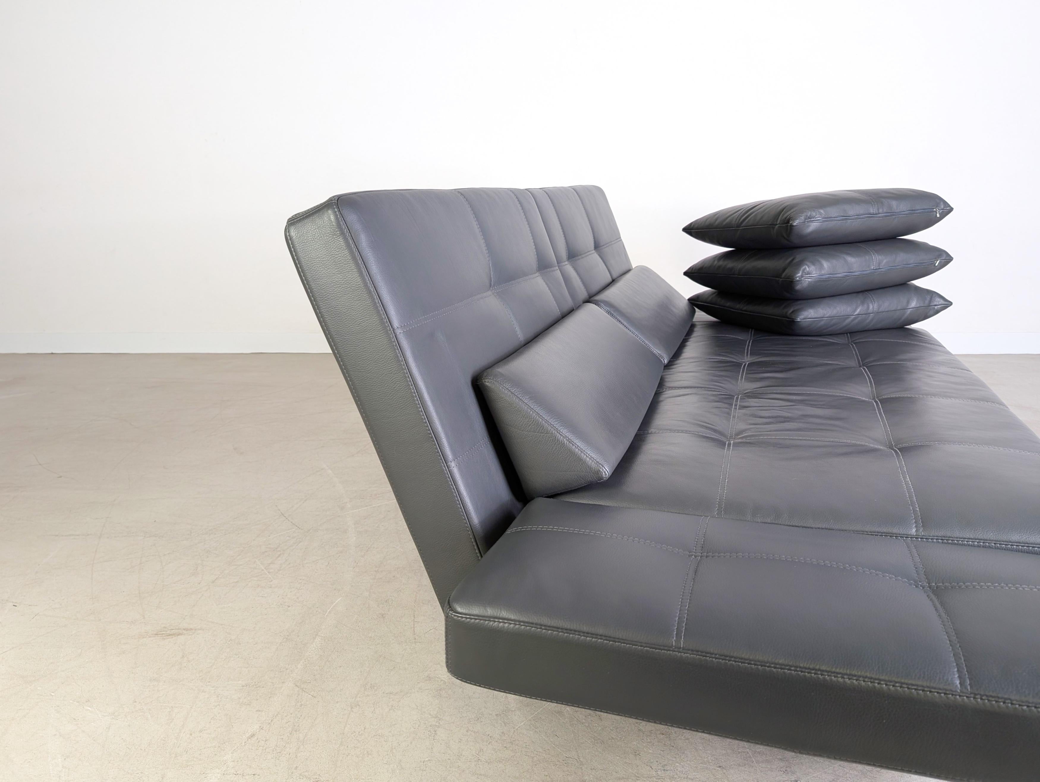 Original Brühl Amber Zweisitzer Sofa Couch Leder grau Design en vente 2