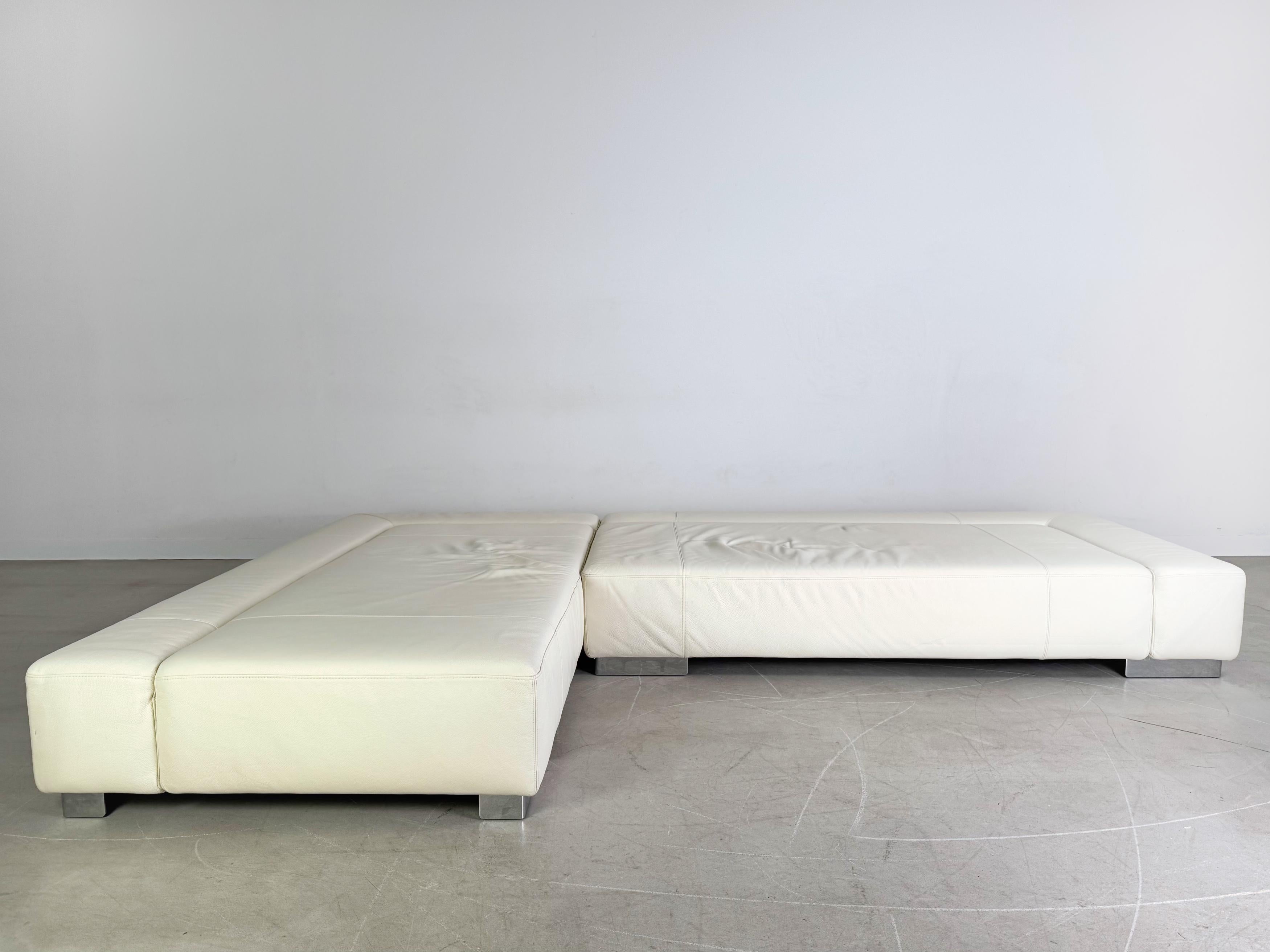 Postmoderno Divano originale Brühl Ecksofa Sunrise Design Sofa Lederer Couch in vendita