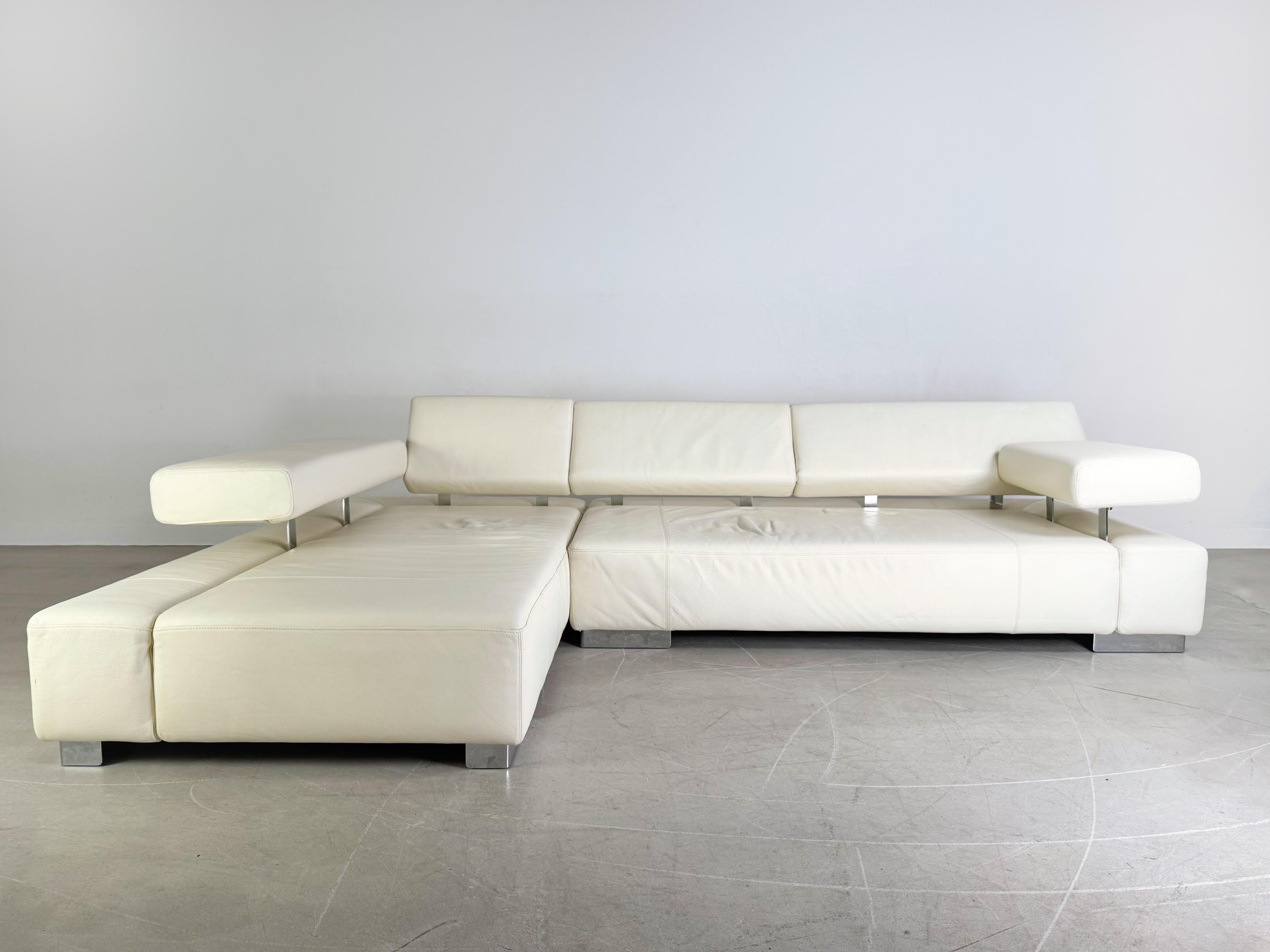 XXI secolo e contemporaneo Divano originale Brühl Ecksofa Sunrise Design Sofa Lederer Couch in vendita