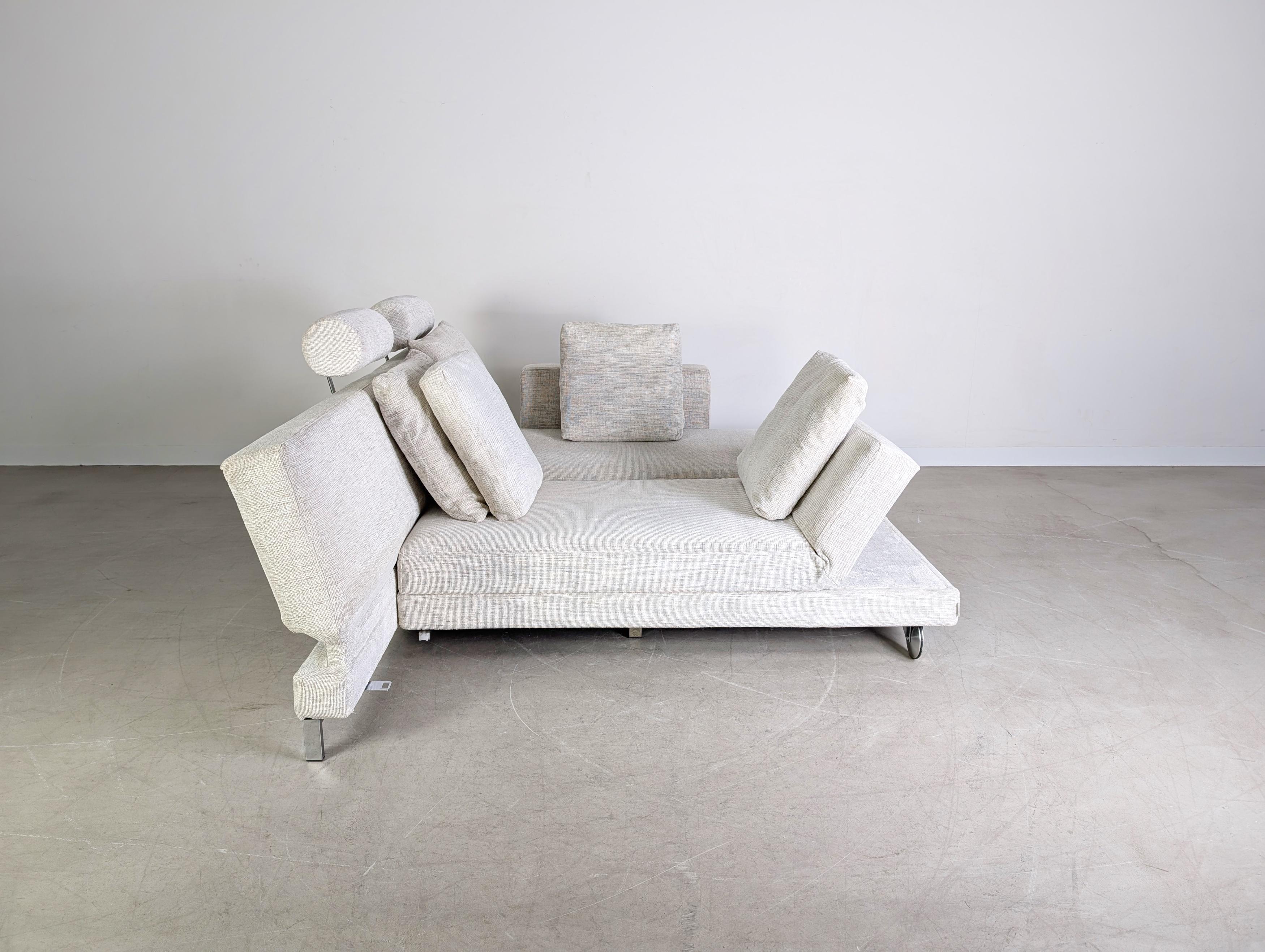 German Original Brühl Four Two Ecksofa Stoff Couch Design ausziehbar For Sale