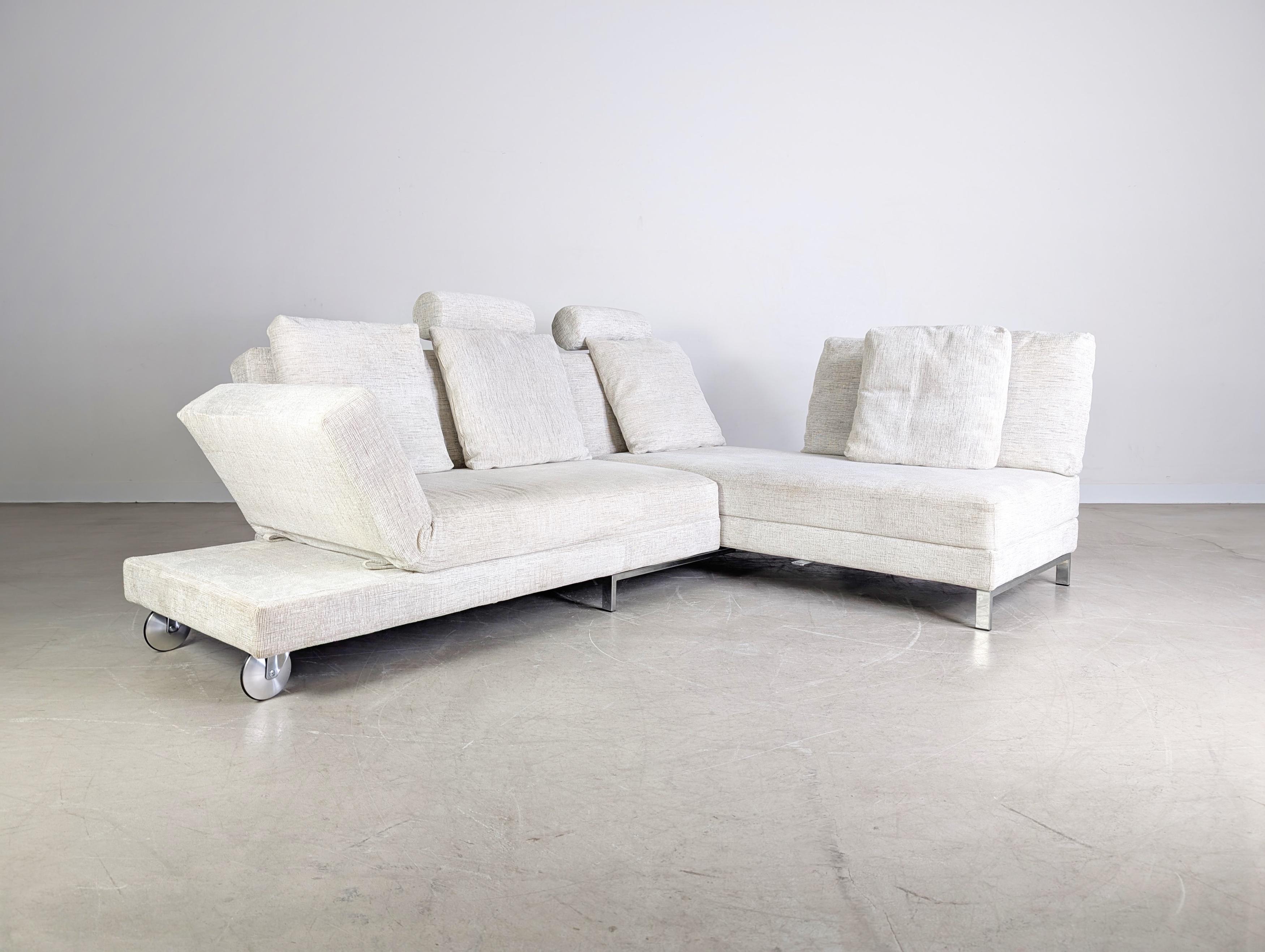 Fabric Original Brühl Four Two Ecksofa Stoff Couch Design ausziehbar For Sale