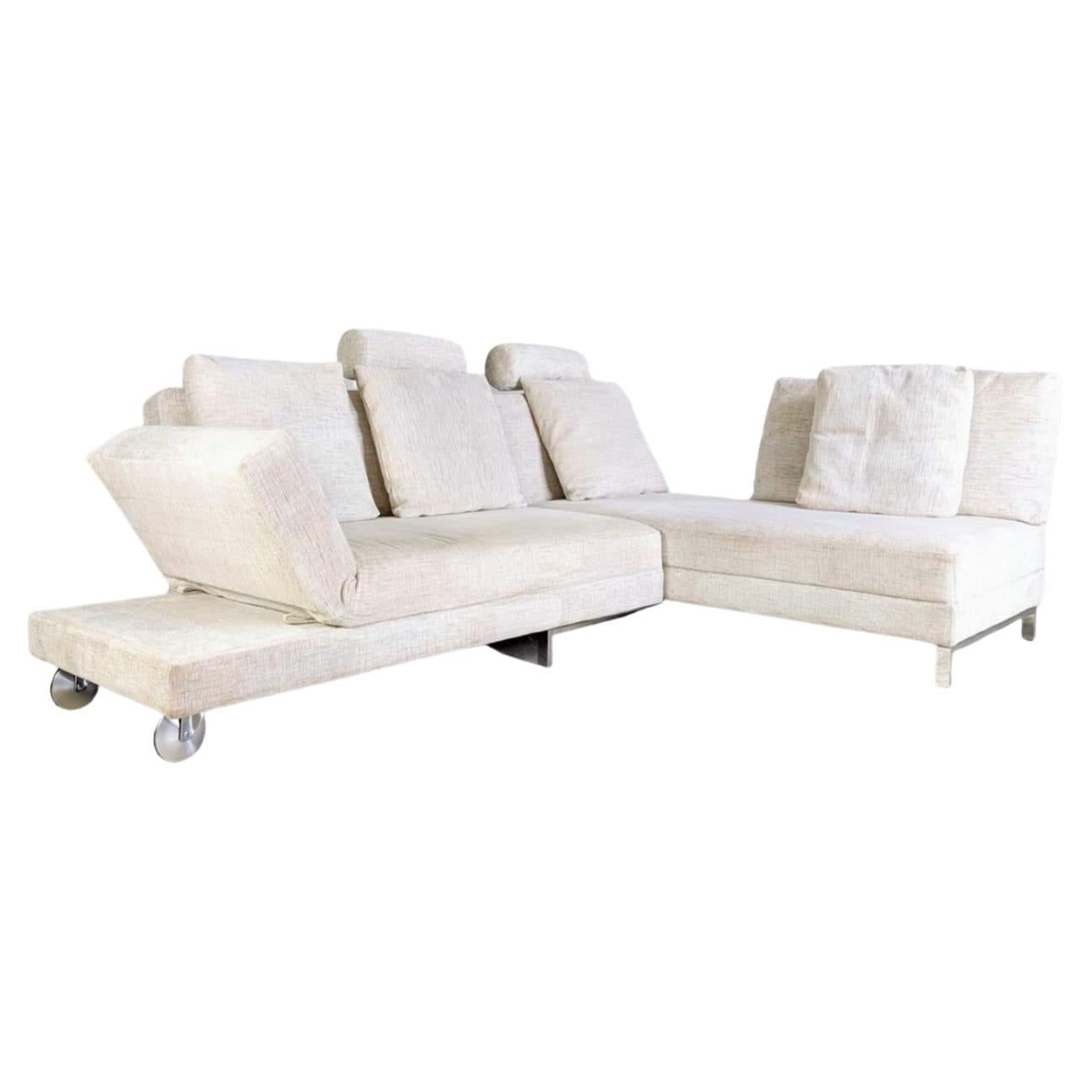 Original Brühl Four Two Ecksofa Stoff Couch Design ausziehbar For Sale
