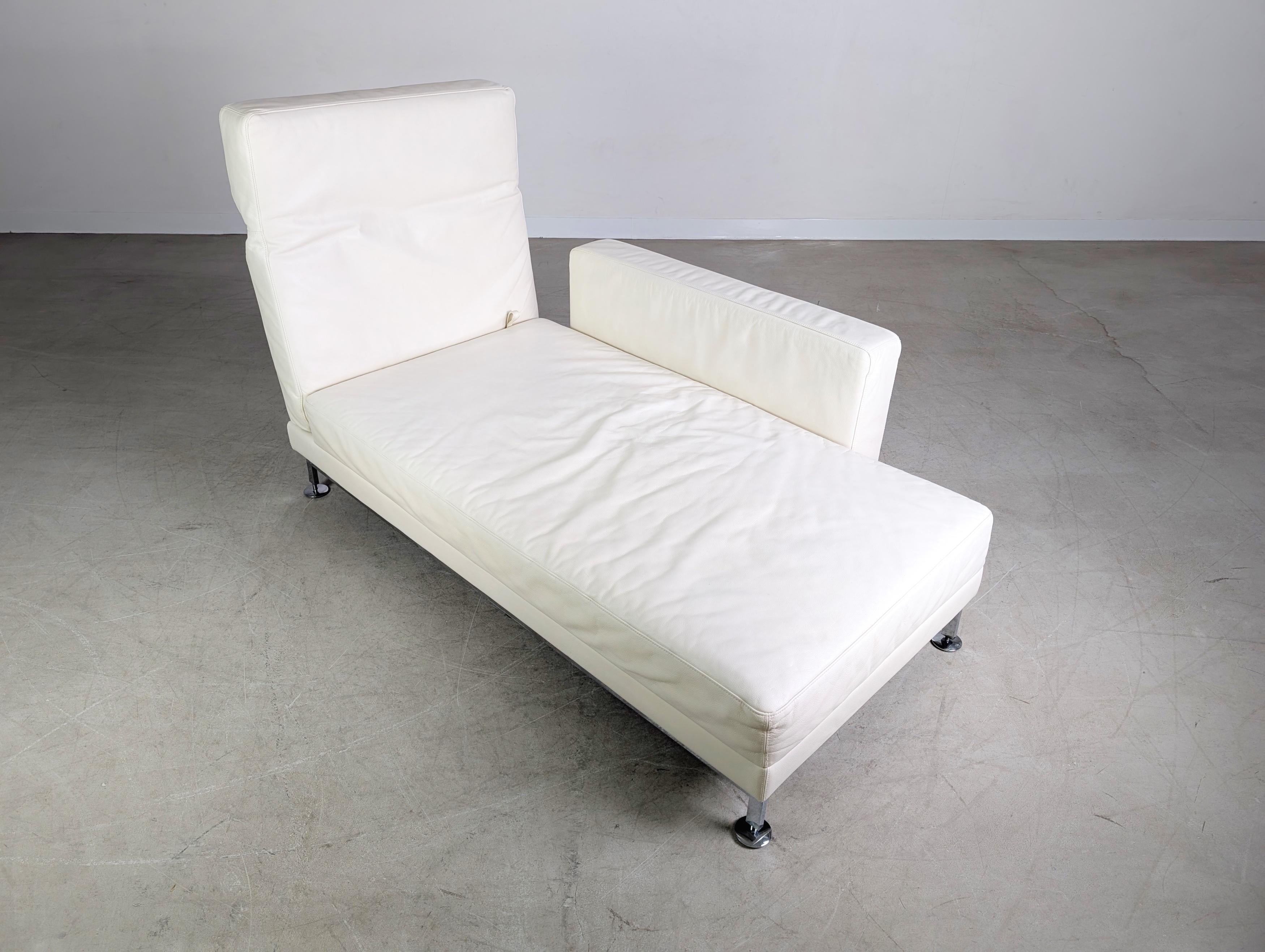 Original Brühl Moule Ecksofa Design Couch Leder weiß klappbar en venta 3