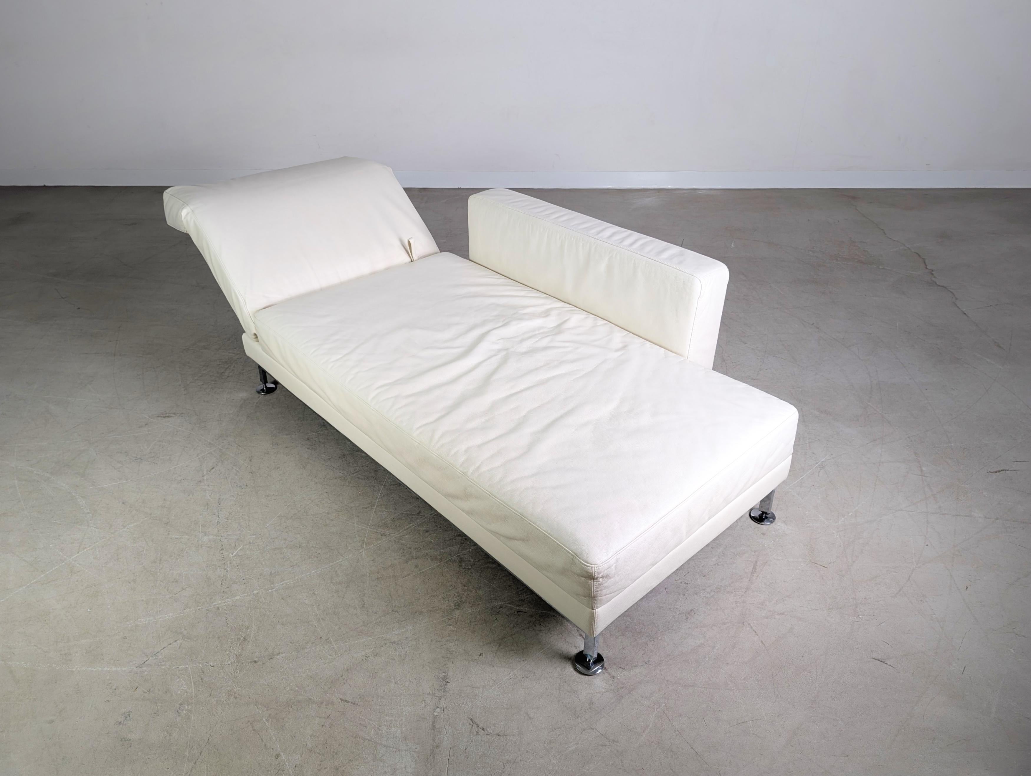 Original Brühl Moule Ecksofa Design Couch Leder weiß klappbar en venta 4