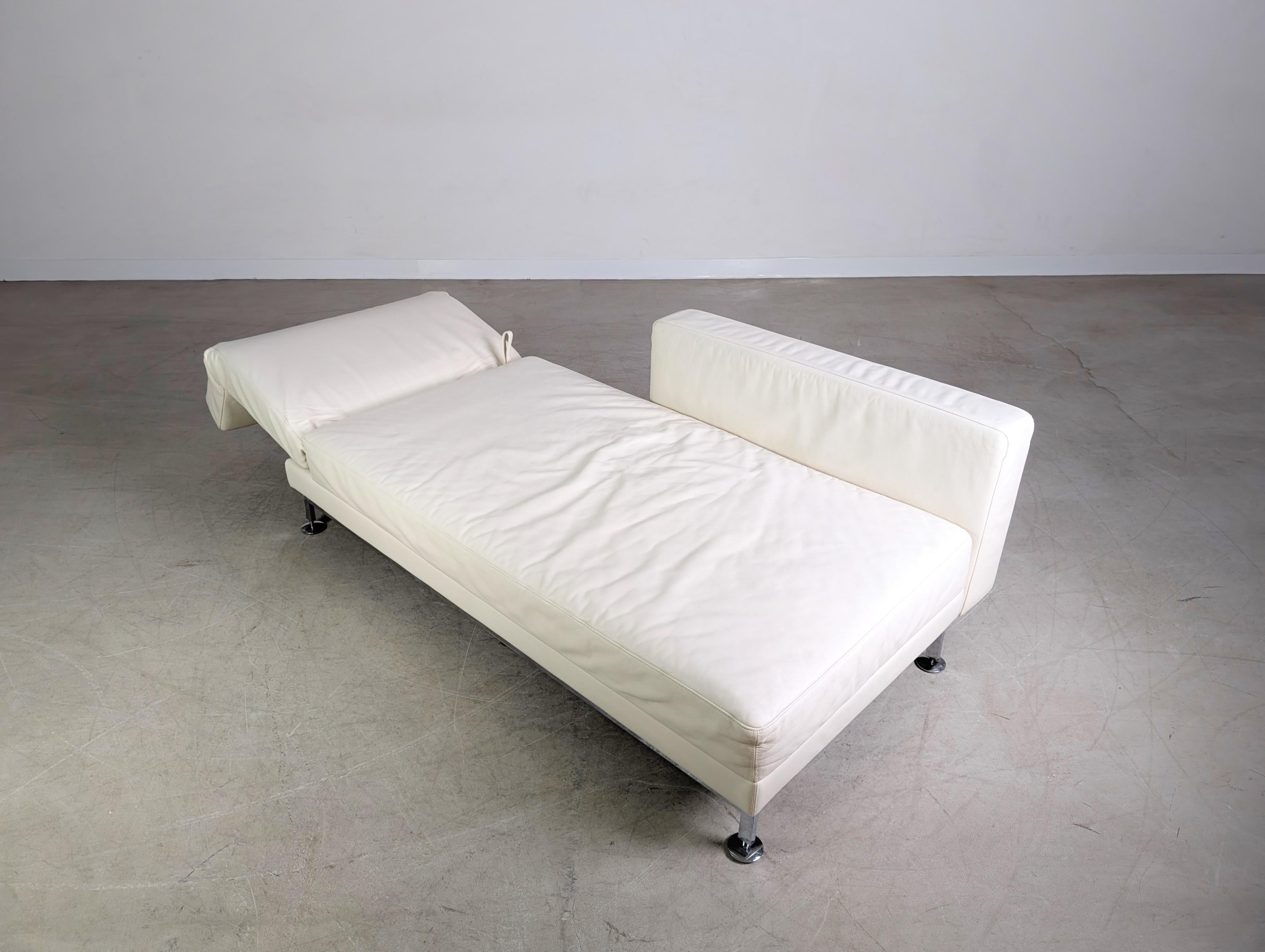 Original Brühl Moule Ecksofa Design Couch Leder weiß klappbar en venta 5