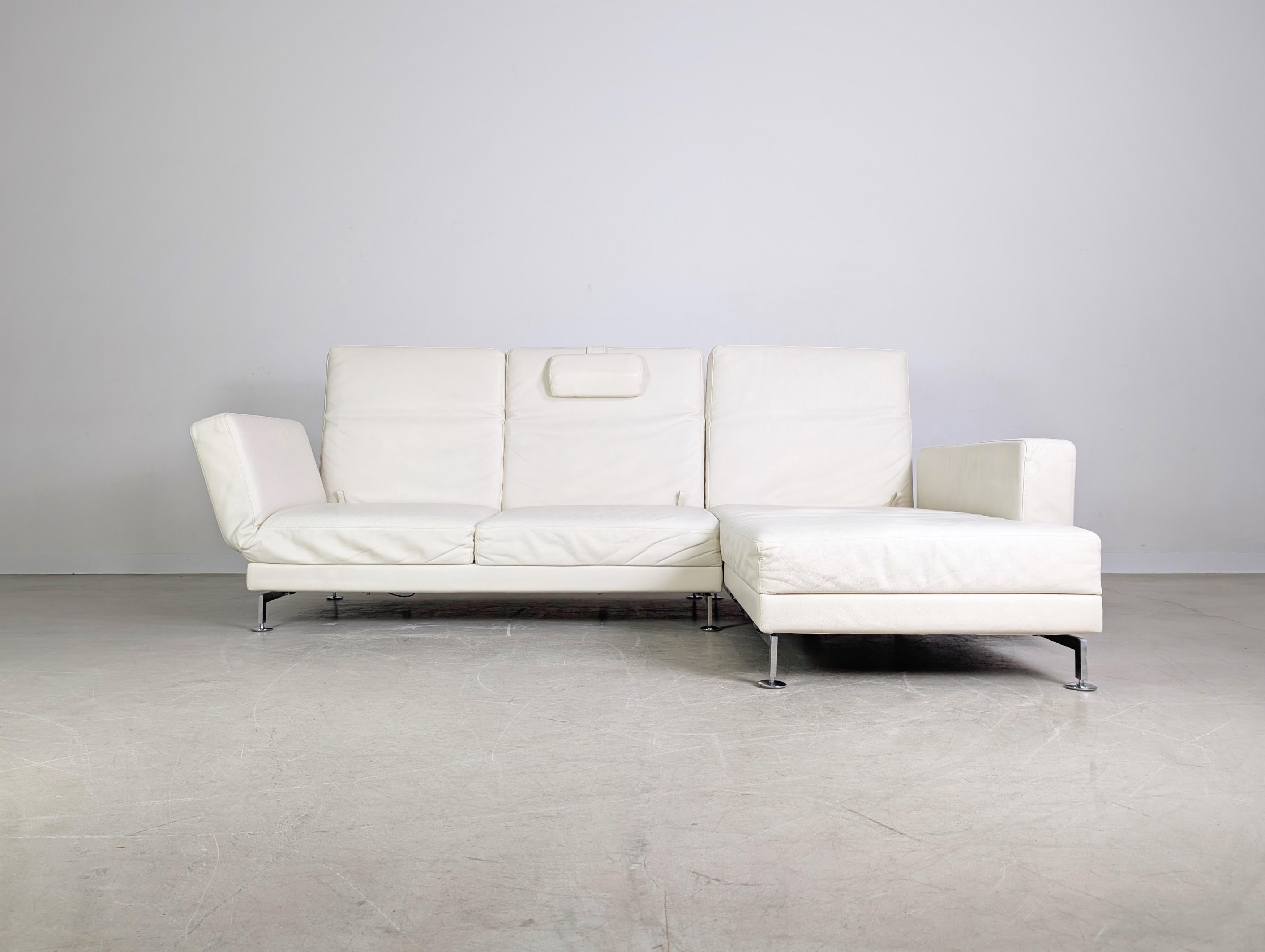 Original Brühl Moule Ecksofa Design Couch Leder weiß klappbar Posmoderno en venta
