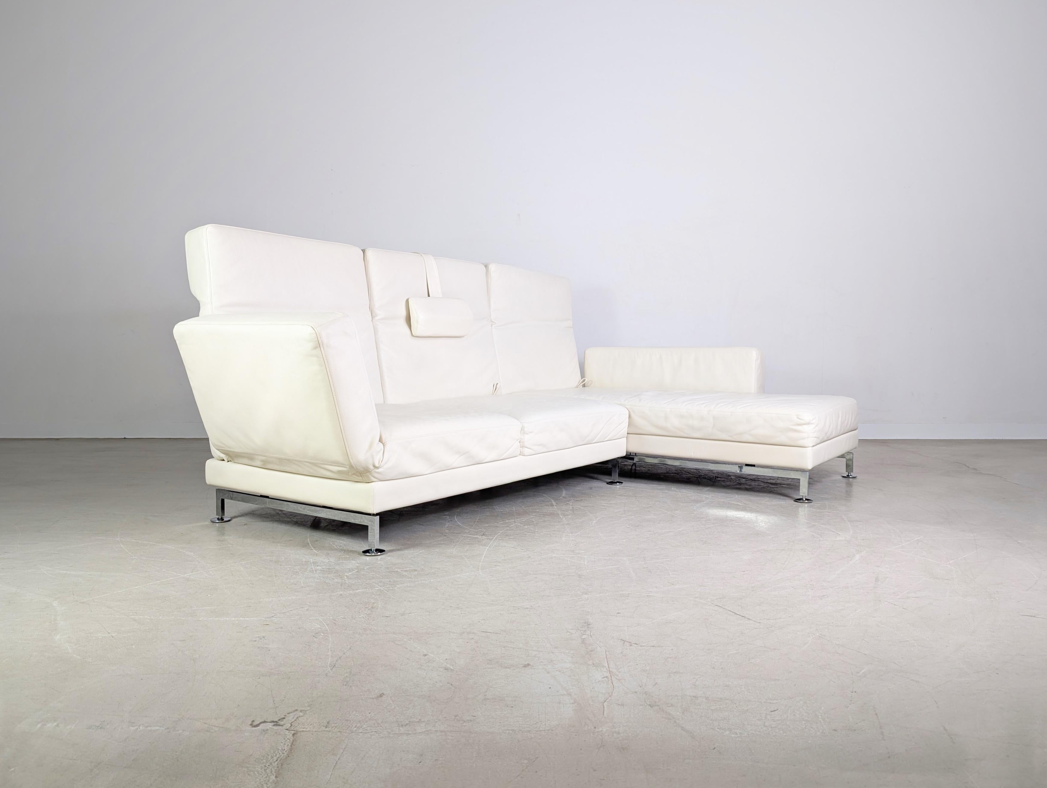 Original Brühl Moule Ecksofa Design Couch Leder weiß klappbar Alem�án en venta