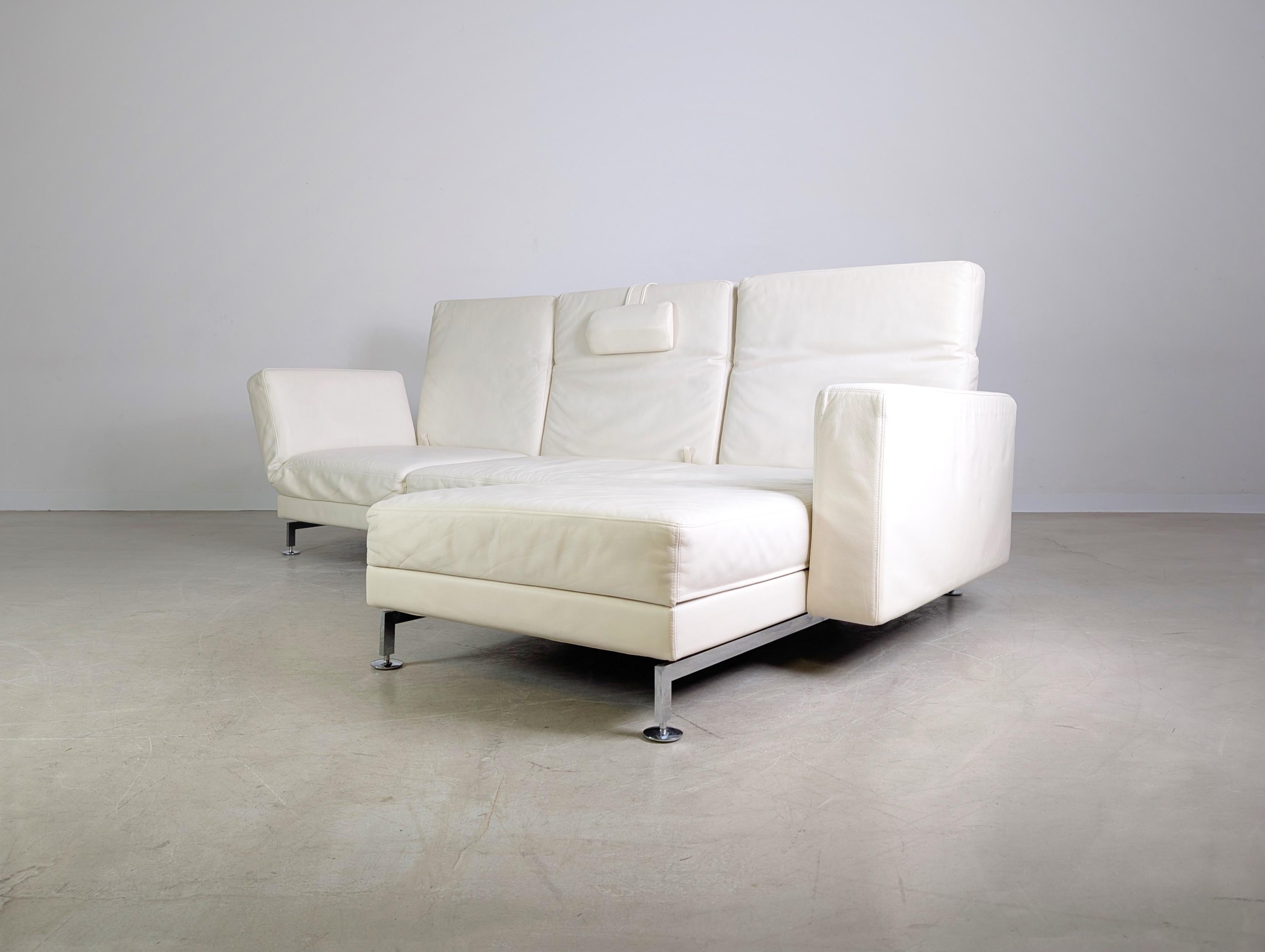 Original Brühl Moule Ecksofa Design Couch Leder weiß klappbar en Bueno estado para la venta en Berlin, DE